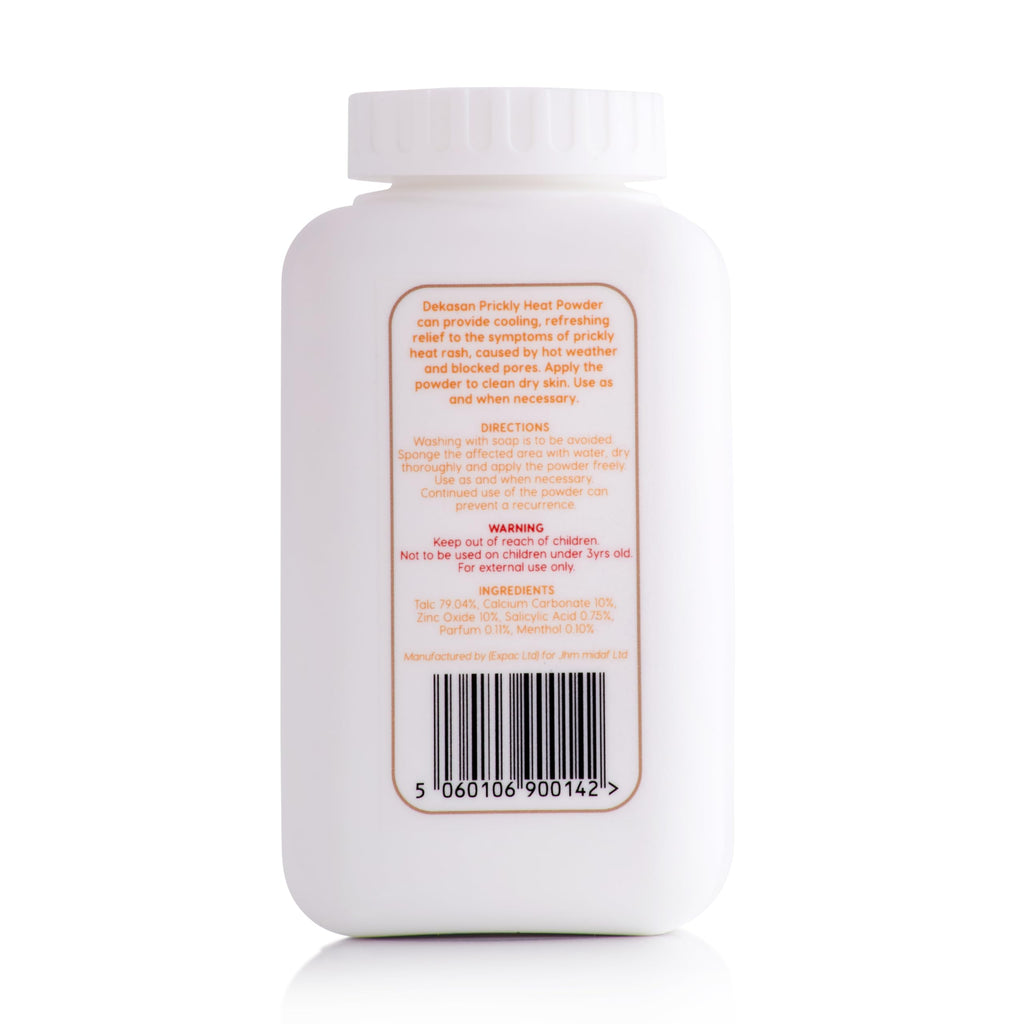 Dekasan Prickly Heat Body Powder for Relief from Prickly Heat, Milaria, Heat Rash | Proudly Made in the UK | Travel Size | Trusted Globally — Over 1 Million Units Sold Worldwide.