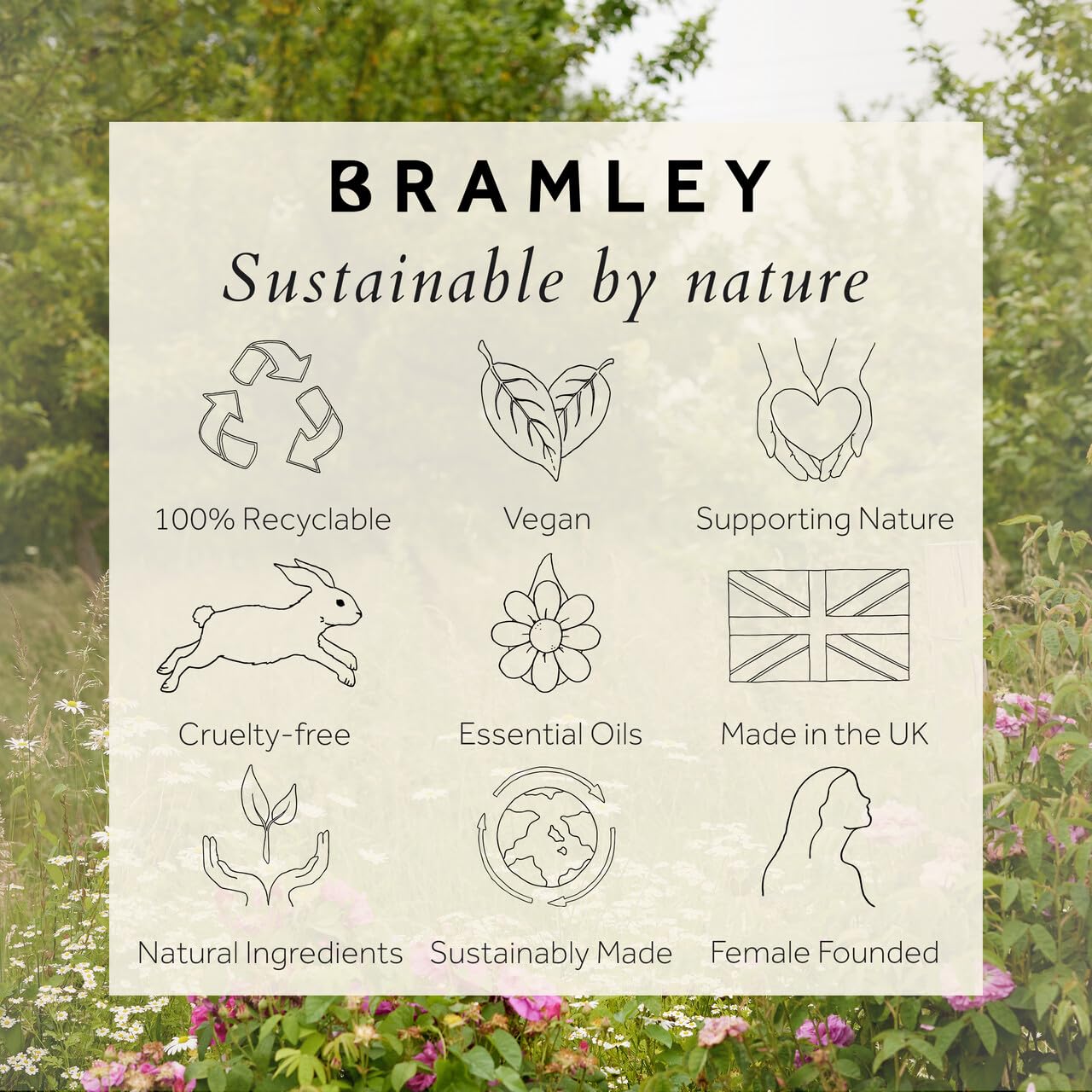 BRAMLEY Hand Wash, 250ml | Lavender, Geranium & Petitgrain Essential Oils | Natural Hand Wash with 100% Natural Fragance | Liquid Hand Soap | Vegan and Cruelty Free | Gift | Green living | Gift