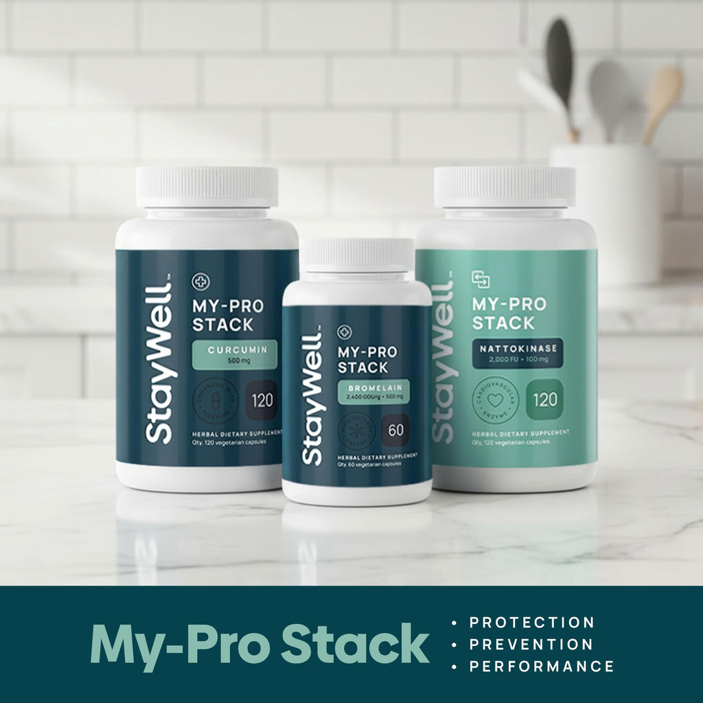 Stay-Well Naturals Spike Protein Supplement | Nattokinase 2000 FU 100mg, Bromelain 500mg, Curcumin 500 mg, 60 Day Supply | Full Protocol of Nattokinase Bromelain Curcumin (3 Bottle Set)