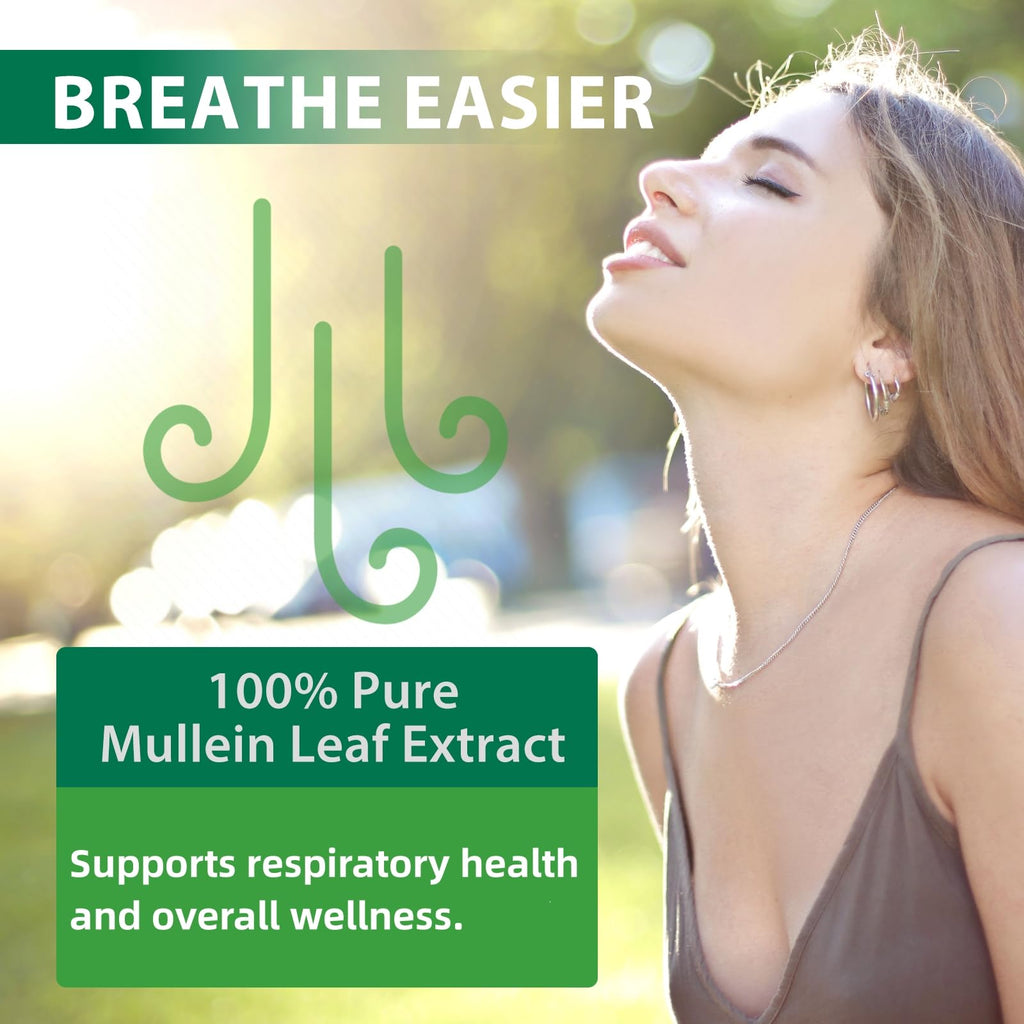 caqorzo Mullein Drops, Mullein Leaf Extract for Lung Cleanse and Respiratory Support,Mullein Herbal Supplements(2.02fl.oz)