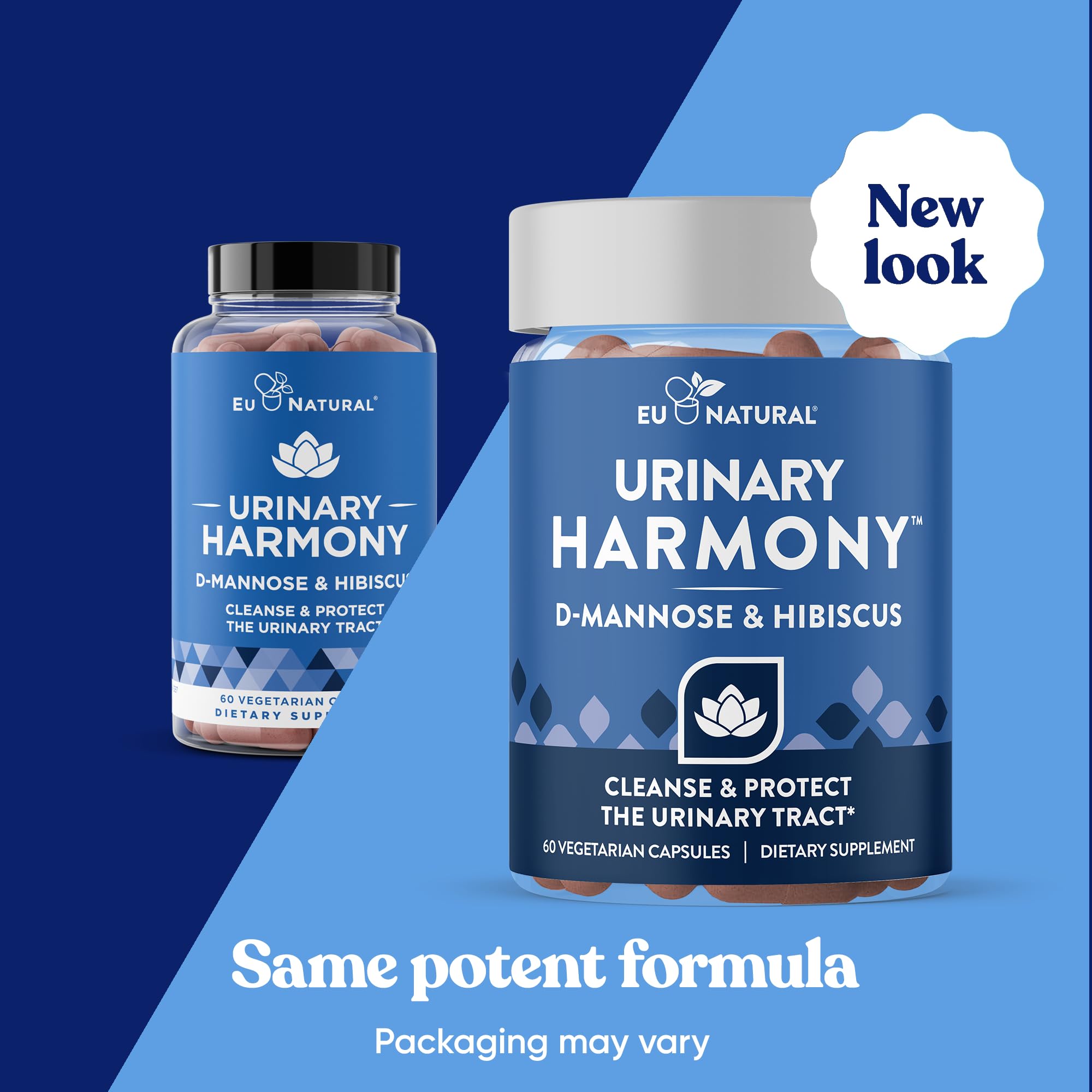 Eu Natural Urinary Harmony D-Mannose Supplement - Urinary Tract Health for Women - Fast-Acting Urinary Cleanse & Flush with Clinical-Strength D-Mannose & Hibiscus - 60 Capsules