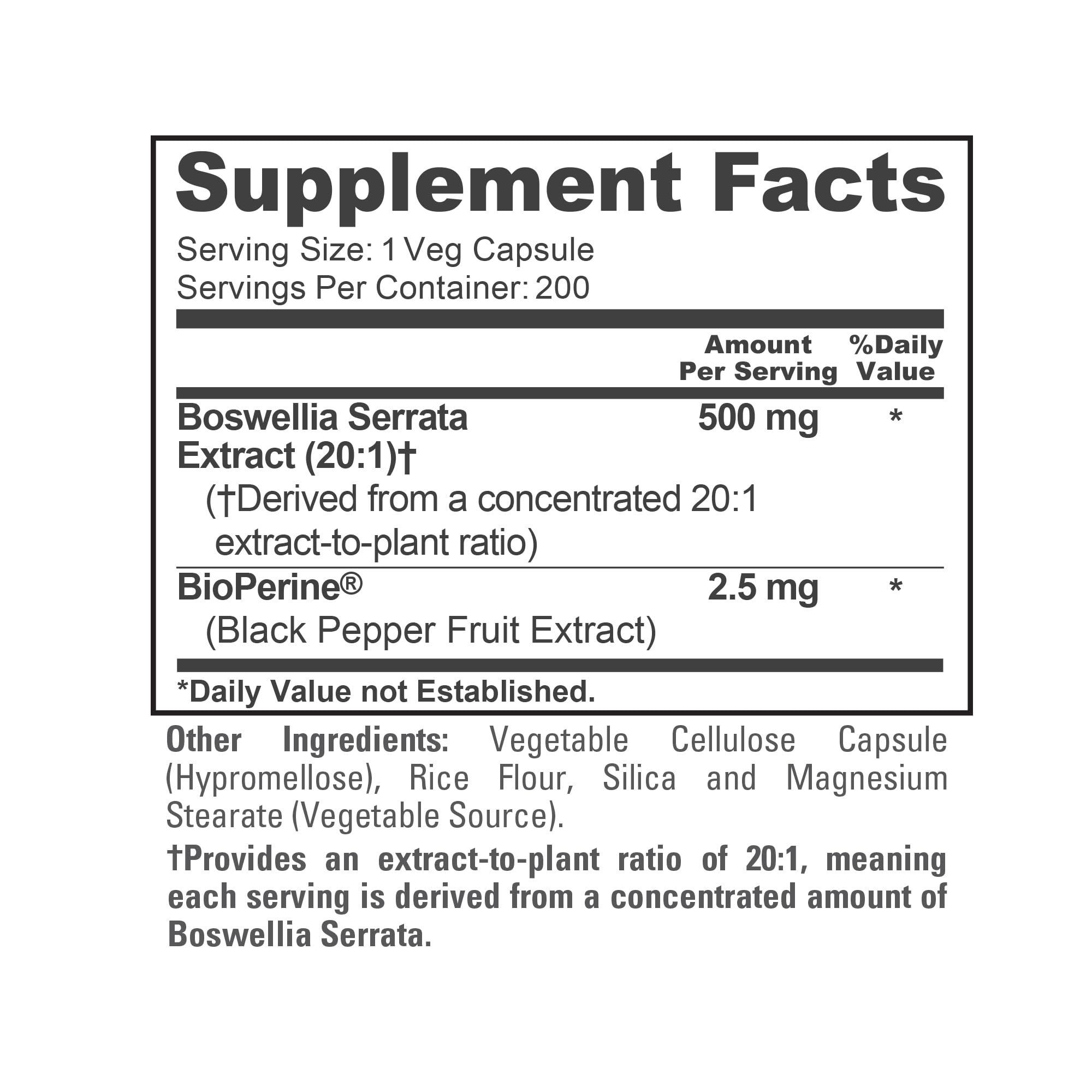 NusaPure Boswellia Serrata, 500 mg, 200 Veg Capsules (Non-GMO, Vegan)