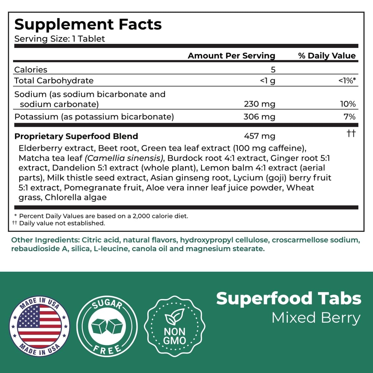 Superfood Tabs Superfoods Company Detox Cleanse Drink - Supplement for Women & Men- Support Healthy Weight- Improve Digestive Health & Bloating Relief - Mixed Berry Flavor [30 Tablets]