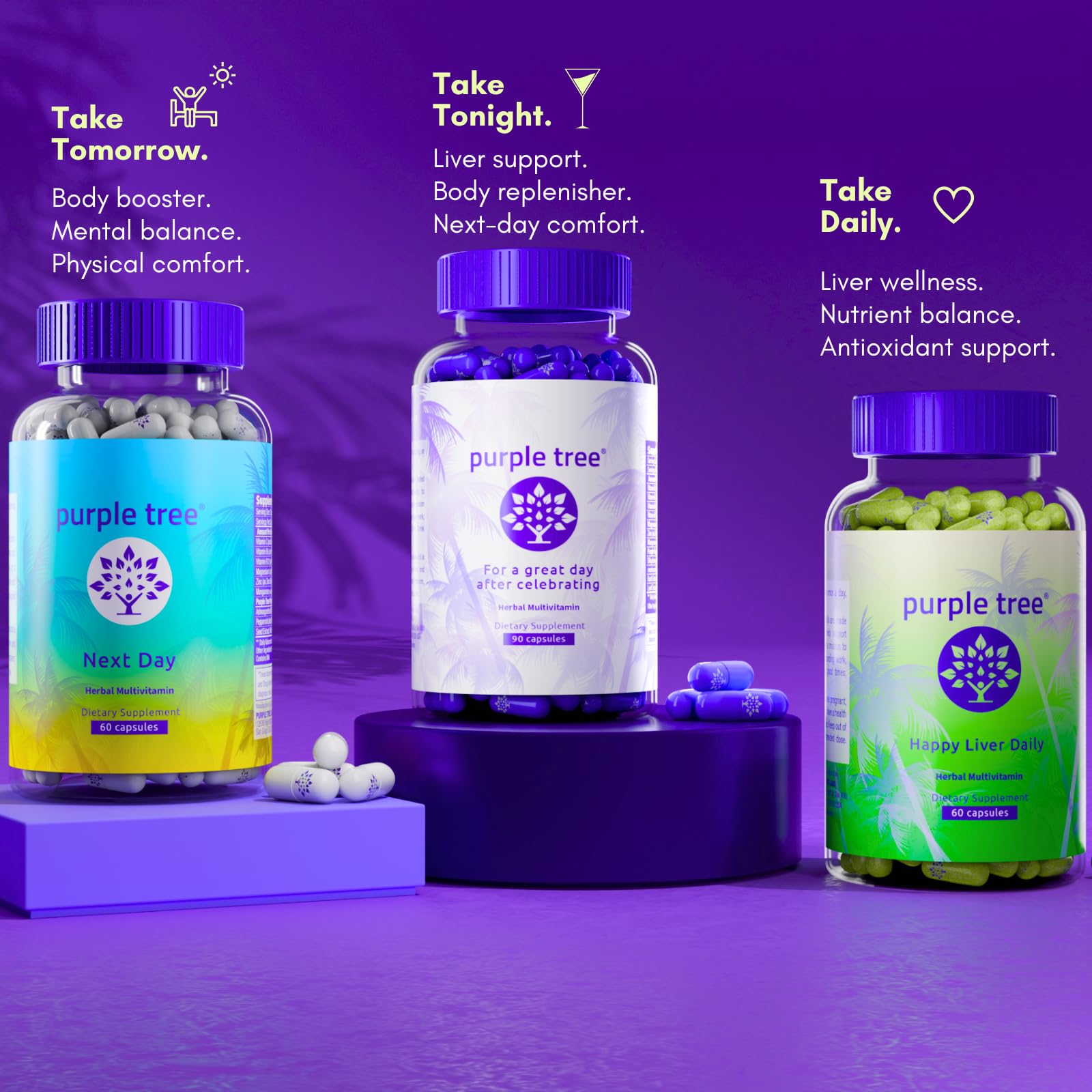 purple tree Post-Celebration Wellness Supplement for Liver Support & Hydration | Liposomal Dihydromyricetin (DHM), L-Glutathione, Milk Thistle, B Vitamins, Minerals, Willow Bark | 30 Capsules