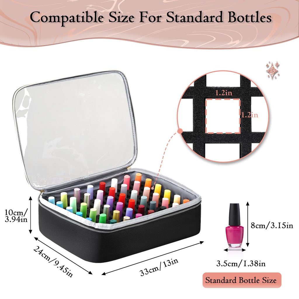 YOREPEK Extra Large Nail Polish Organizer Case Holds 96 to 100+ Bottles (15ml/0.5 fl.oz) UV lamp, Gel Polish Travel Case Bag with 2 Removable Pouches Fits Nail Supplies, Manicurist Nail Tech Gifts