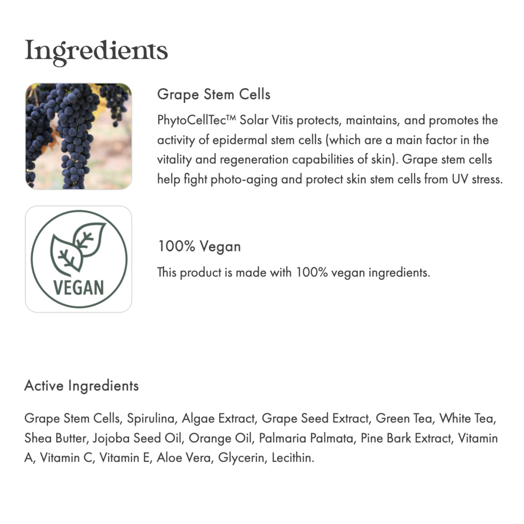 emergin C Scientific Organics Grape Stem Cell, White Tea + Seaweed Body Butter - Nourishing Plant Stem Cell Cream with Vitamins A, C, E for Dry Skin (6.7 oz, 200 ml)