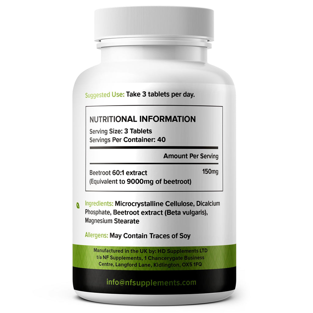 Beetroot Supplement | 120 Tablets | Beta Vulgaris | Vegan Friendly & Gluten Free | Certified Carbon Neutral & Made in the UK (120 Tablets)