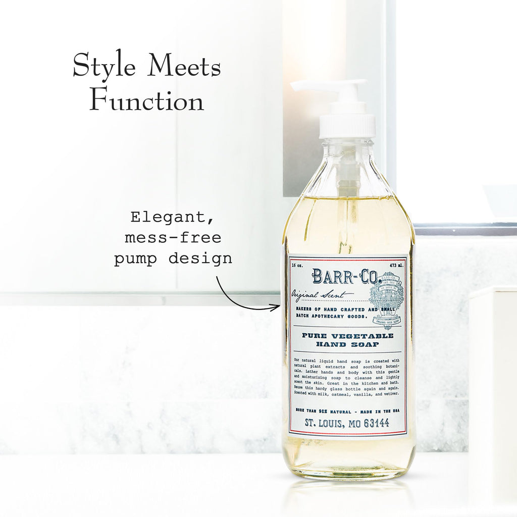 BARR-CO. Hand Soap – Natural Liquid Soap with Oat, Vanilla & Vetiver, Moisturizing Vegan Formula for Bathroom & Kitchen, Original Scent 16fl oz