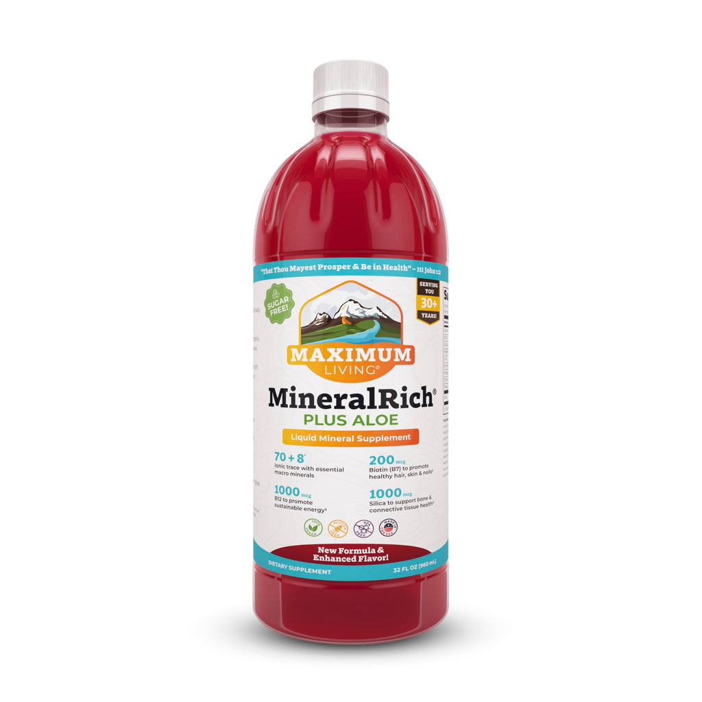 Maximum Living MineralRich Minerals Supplement with Aloe - Liquid Blend of Vitamins and Trace Minerals - 32 oz