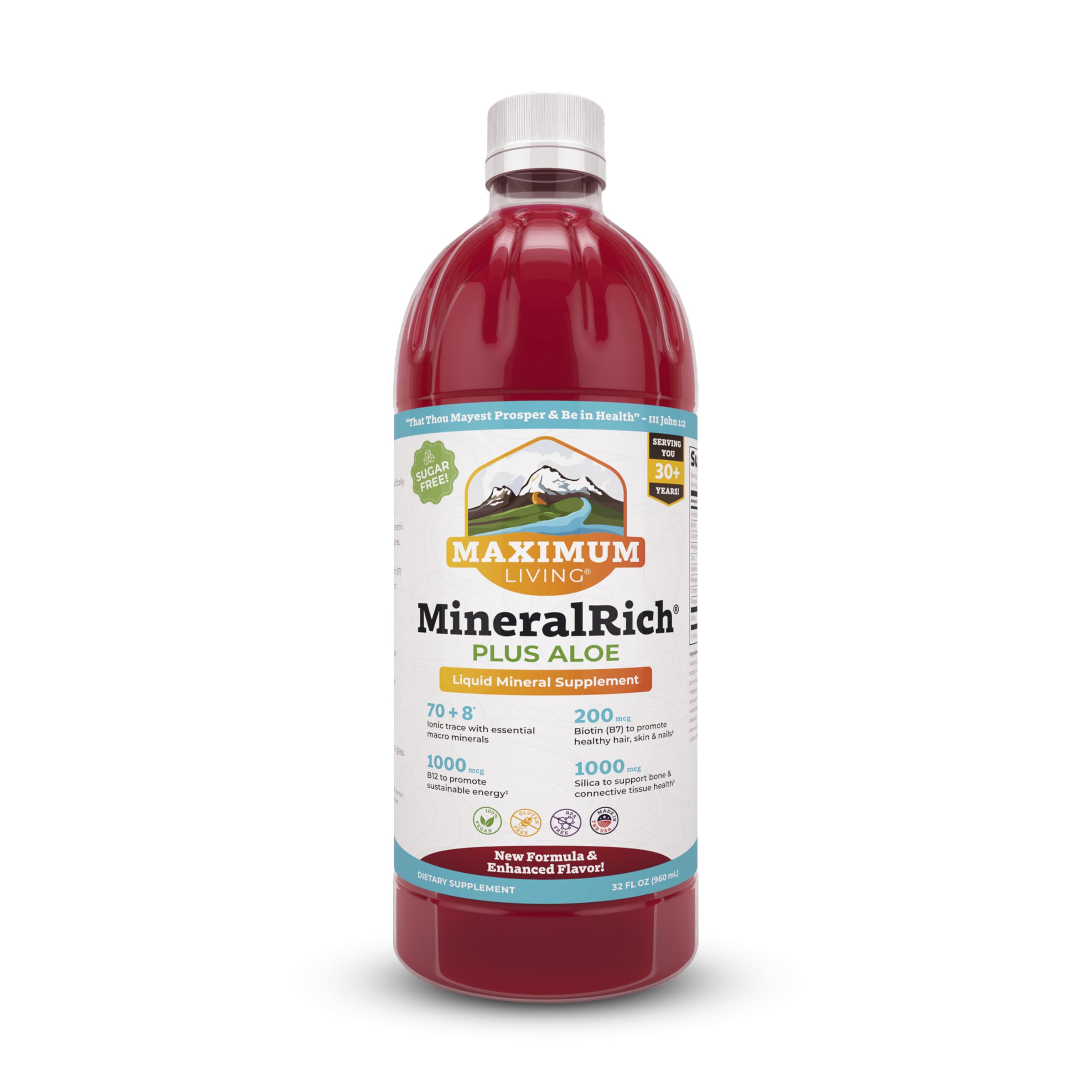 Maximum Living MineralRich Minerals Supplement with Aloe - Liquid Blend of Vitamins and Trace Minerals - 32 oz