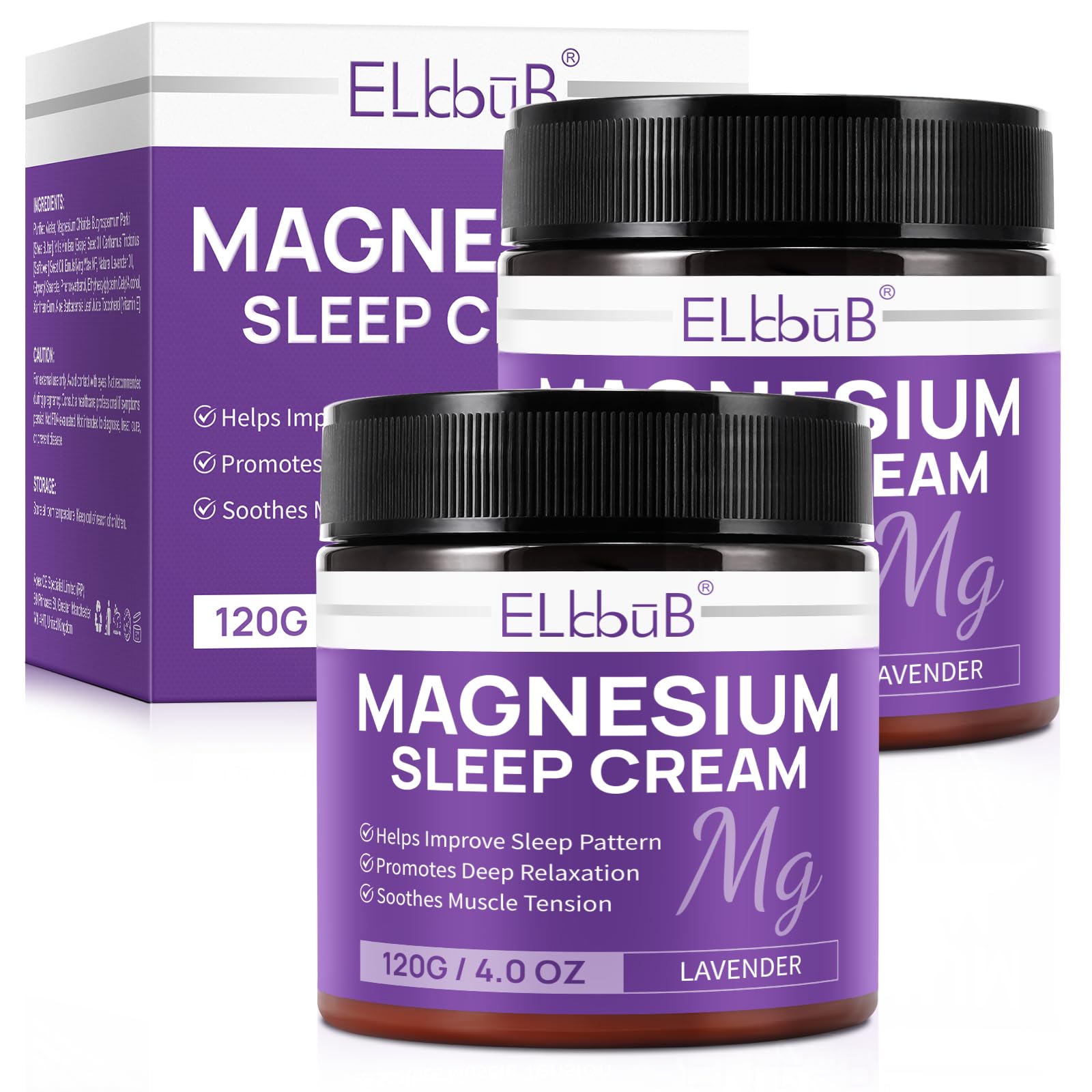 Magnesium Cream for Sleep - Enriched with Almond Oil, Lavender, and Vitamin E for Deep Relaxation - Natural Magnesium Lotion for Skin Nourishment and Quick Absorption - Lavender