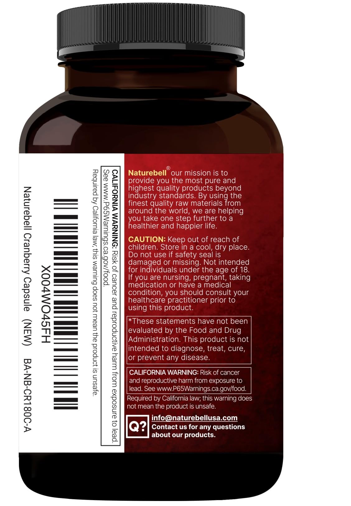 NatureBell 2 Pack Cranberry Concentrate with Acerola, 240 Vegetarian Capsules | Organic Cranberry Fruit Extract with Organic Acerola Cherry – Non-GMO, cGMP Manufactured