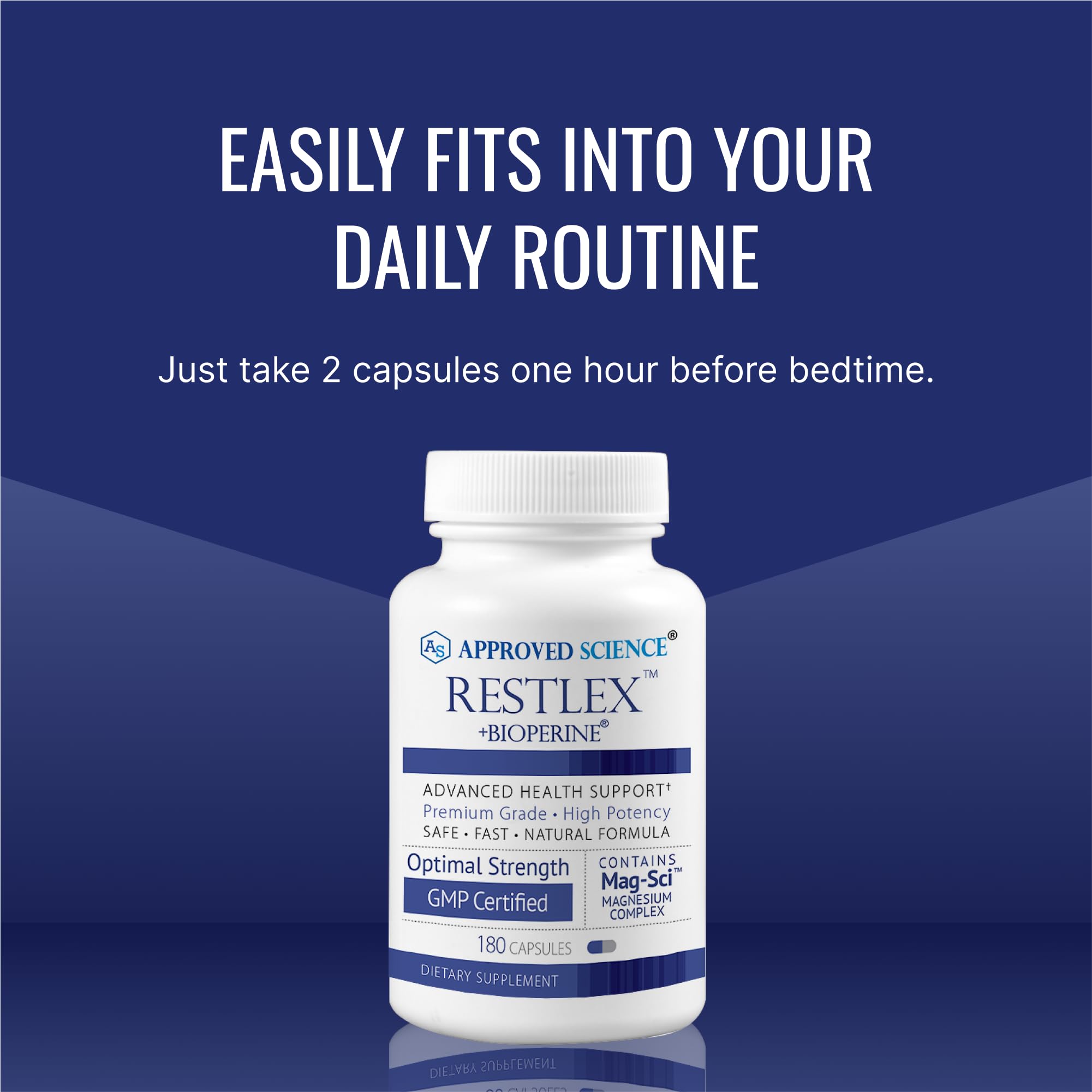 Approved Science Restlex for Restless Legs – Magnesium Glycinate for Calm Legs and Restful Legs – Natural Itching, Crawling, and Tingling in Feet and Legs - Calm, Restful Sleep Support - 6 Months
