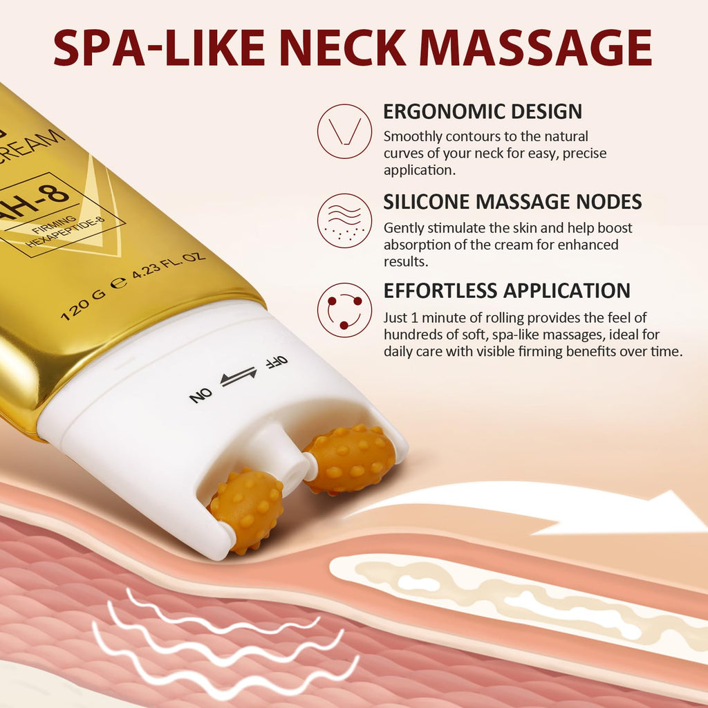 Firming Neck Cream,Roller Neck Cream for Crepey Skin Body Care Comfort,Moisturizing Body Cream,Anti-Aging and Reduces the Fine Lines and Wrinkles 4.23oz