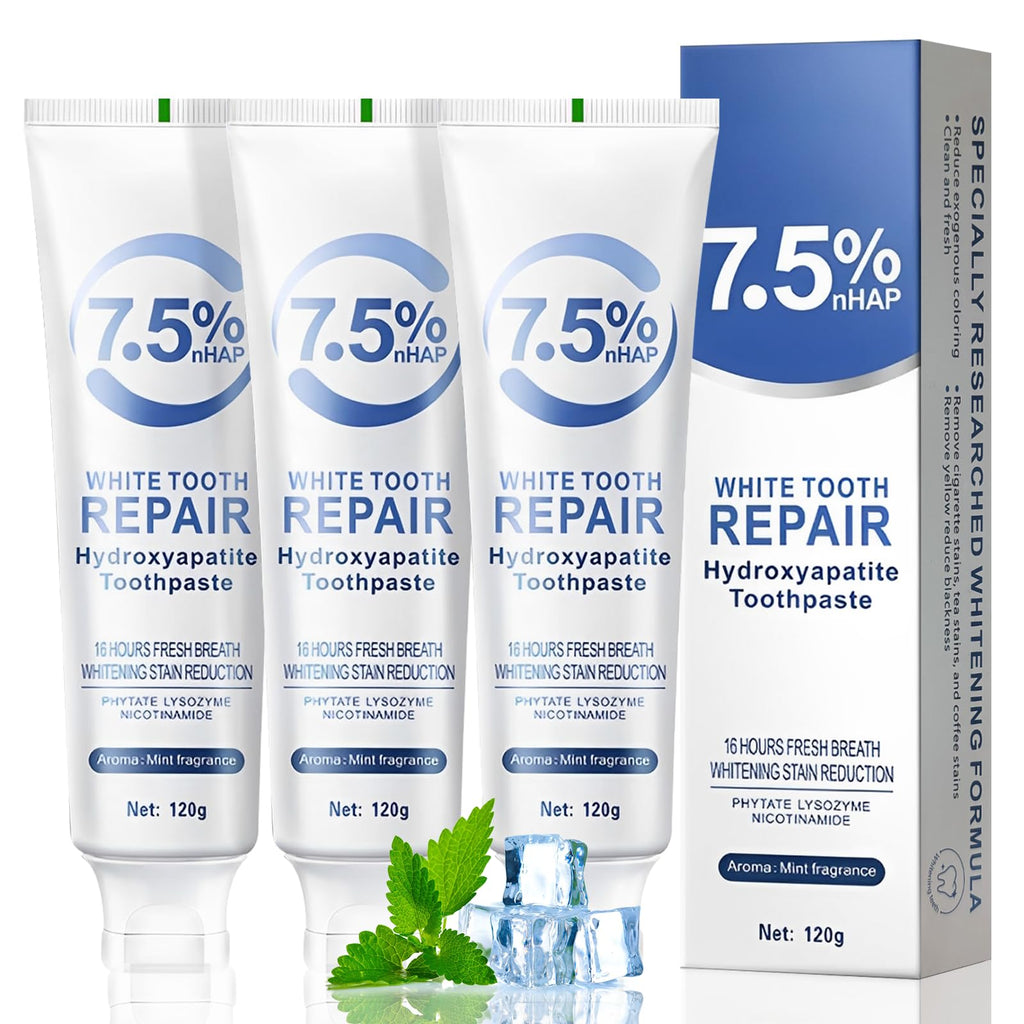 3pcs Hydroxyapatite Toothpaste UK,Fluoride-Free Formula,Mint Flavor(120g)