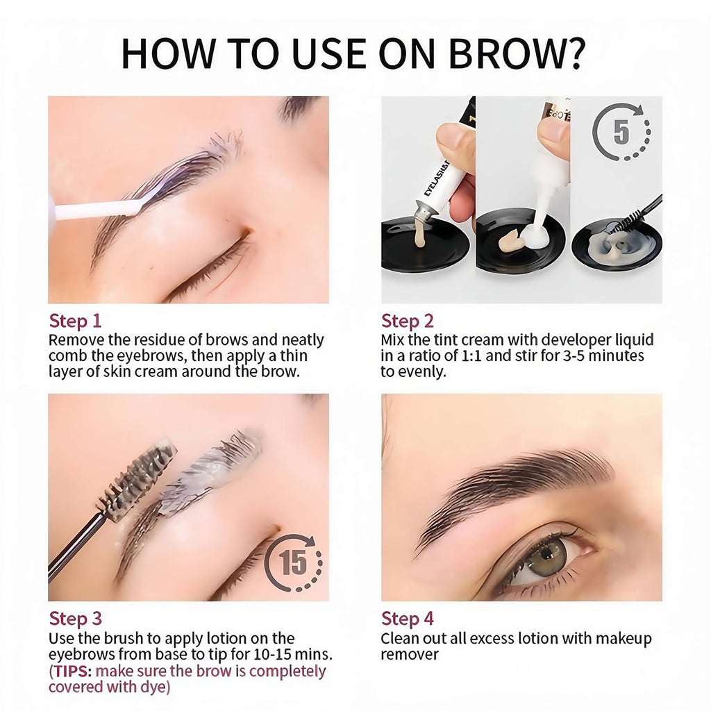 AuraAnge Eyebrow & Eyelash Tint Kit, Black Eyebrow Dye, Semi-Permanent Eyelash Tint, Volume Lashes & Full Brows Last 4 Weeks, Fast & Easy Application with All Tools, Sensitive Skin Friendly, 30ml