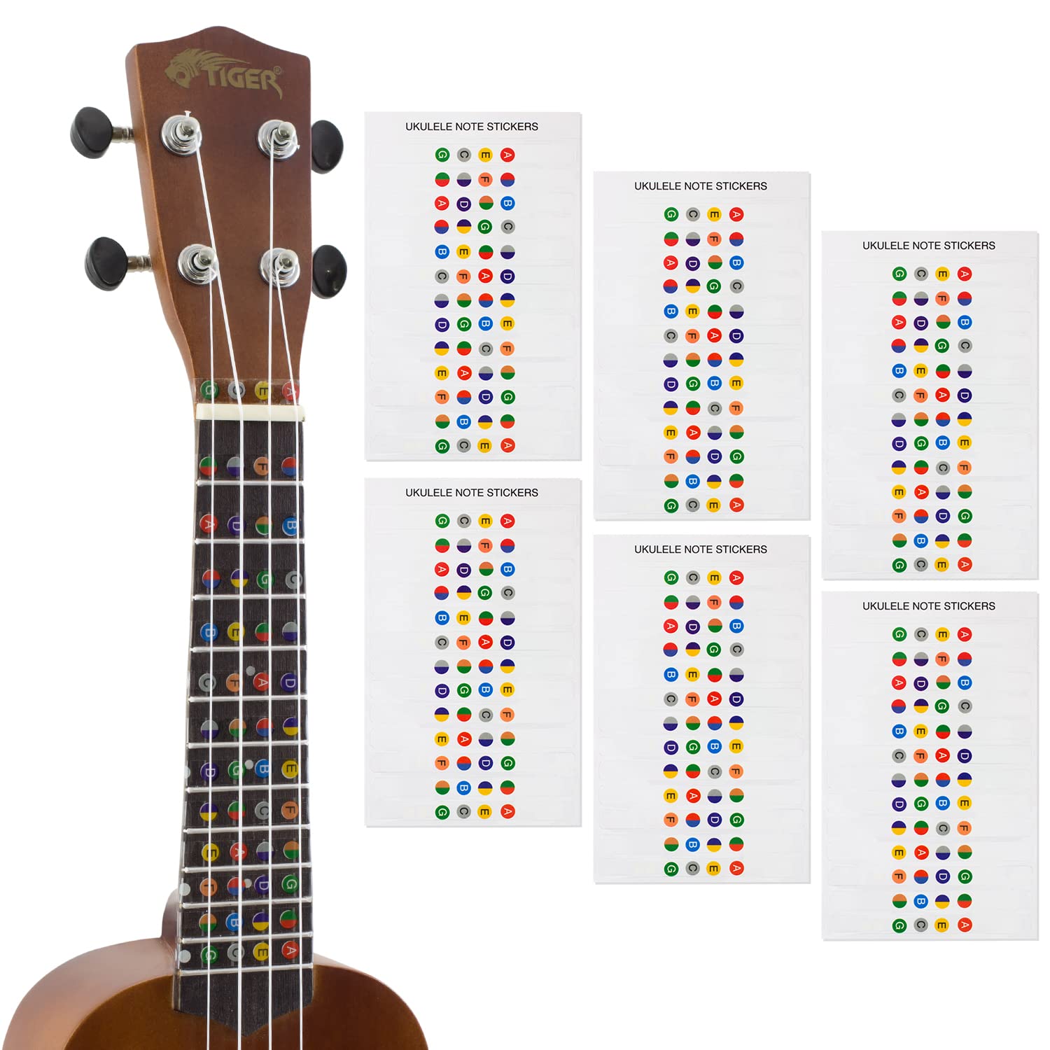 Tiger UKE-6-STICKER Ukulele Note Sticker Sheet for Beginners