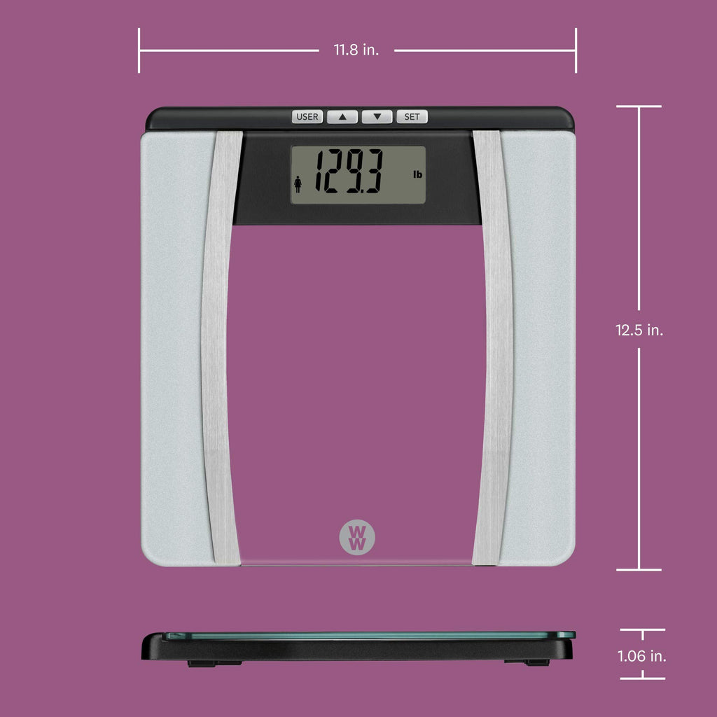 Weight Watchers Scales by Conair Scale for Body Weight | Digital Bathroom Scale with Body Fat, Muscle and BMI in Large Display Black