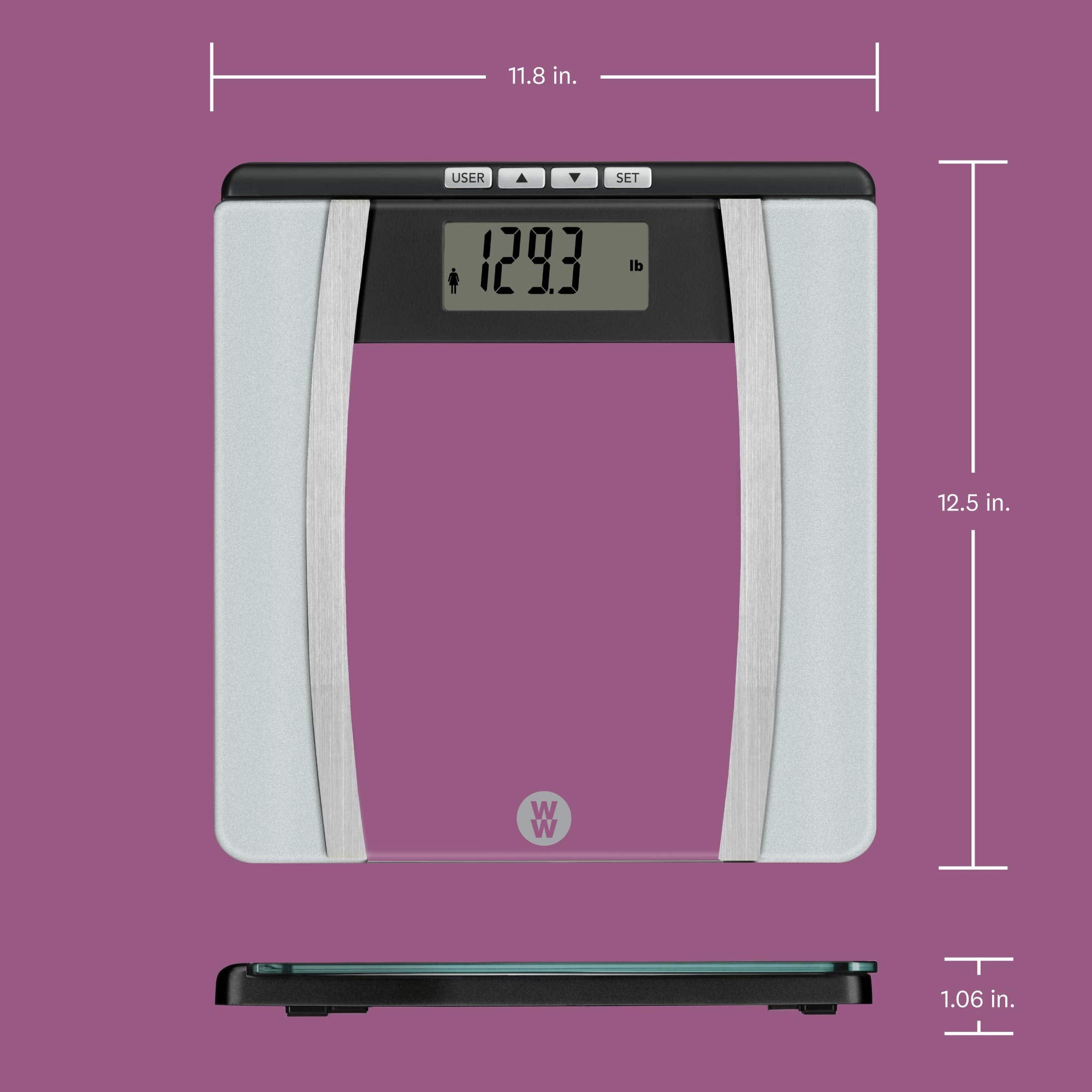 Weight Watchers Scales by Conair Scale for Body Weight | Digital Bathroom Scale with Body Fat, Muscle and BMI in Large Display Black