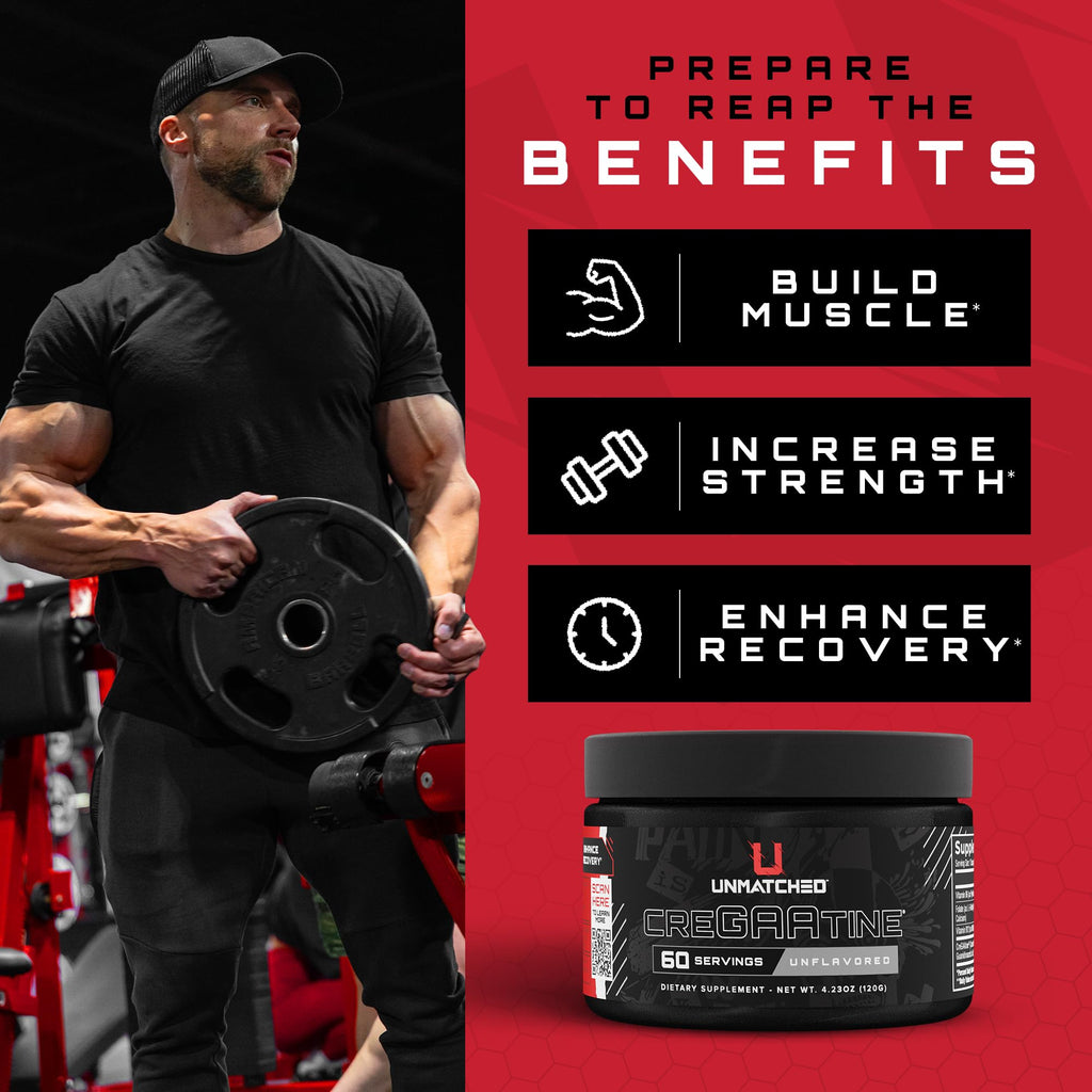 Unmatched CreGAAtine Optimized Creatine | Creatine Monohydrate + GAA (Guanidinoacetic Acid) | Muscle Build, Strength, Recovery | 60 Servings (Unflavored)