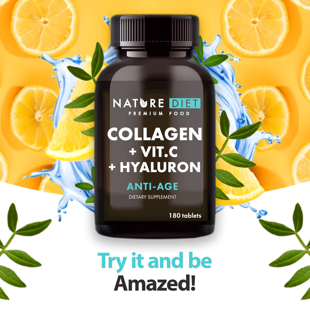 Nature Diet Collagen with Hyaluronic Acid & Vitamin C, 180 Tablets, 500 mg