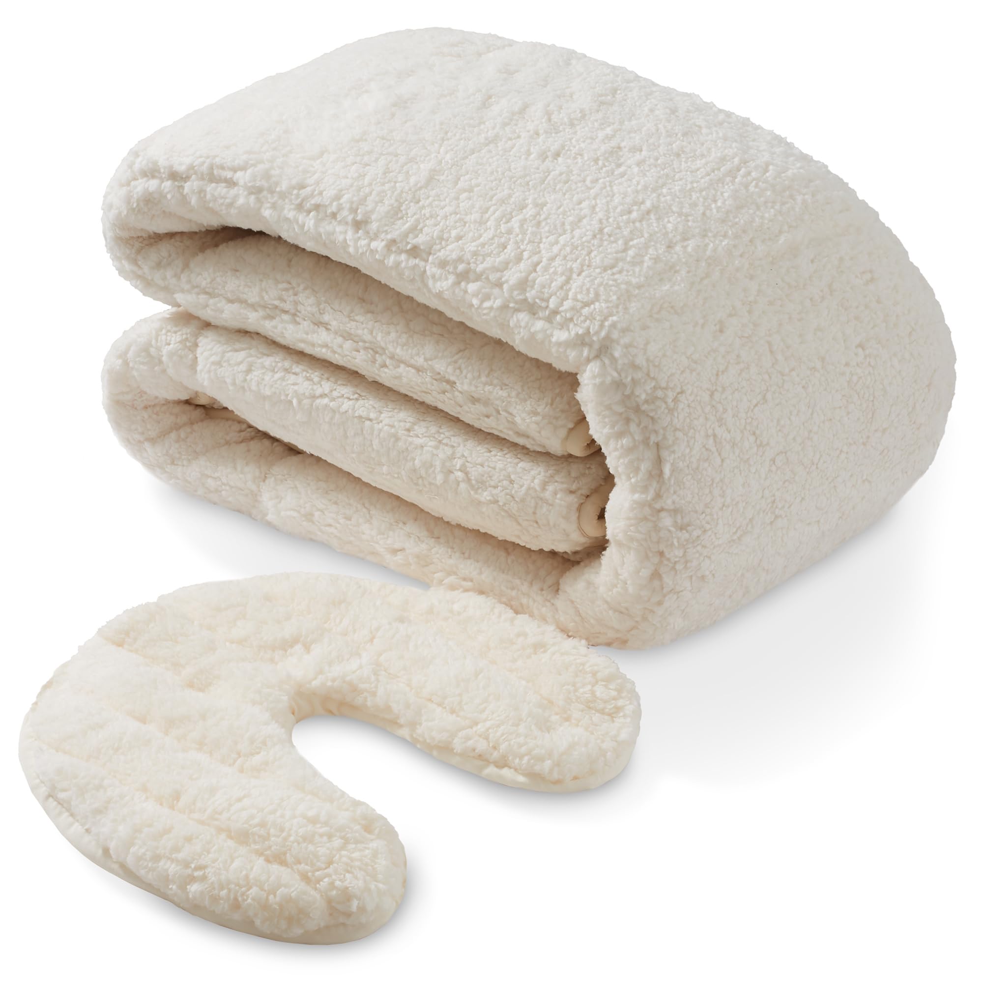 Saloniture Fleece Reversible Quilted Massage Table Pad & Face Cradle Set - Soft and Comfortable 1/2" Thick Facial Bed and Headrest Cover - Natural