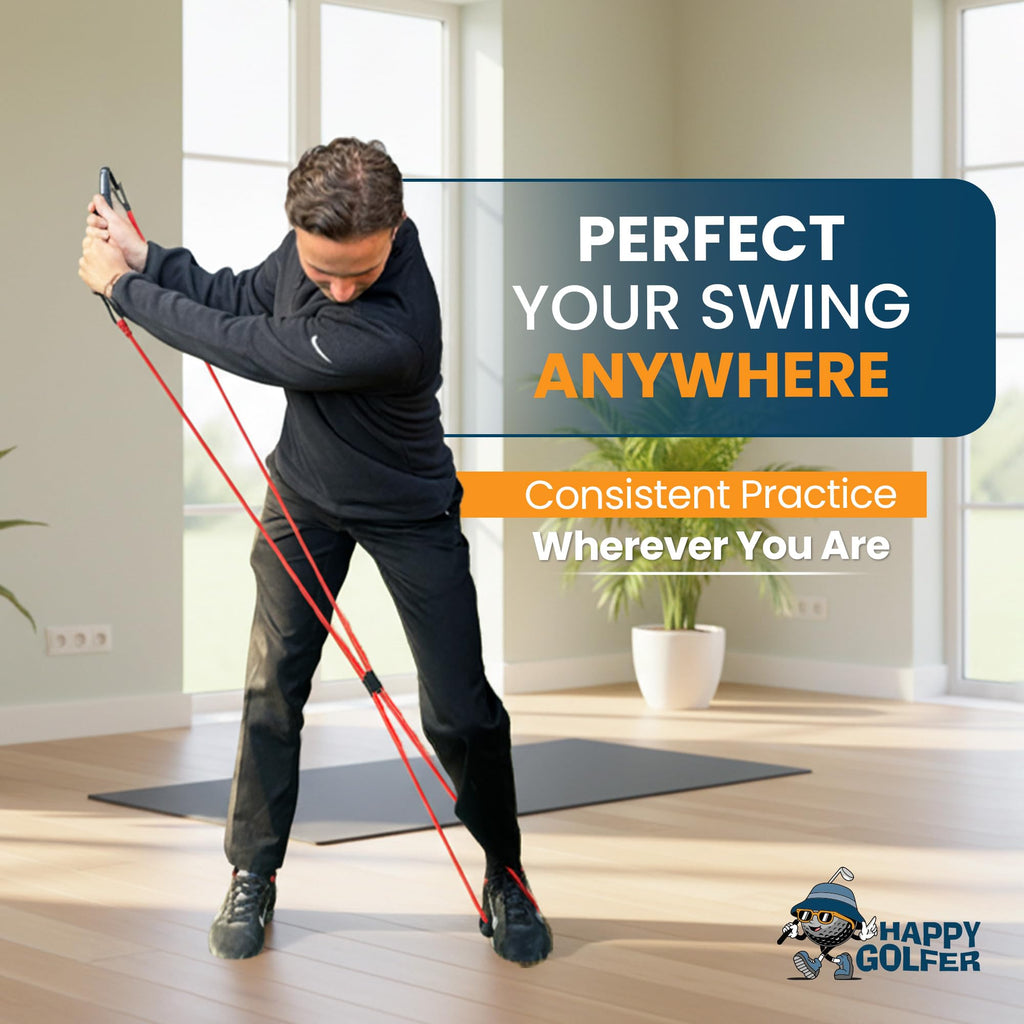 Happy Golfer Golf Resistance Bands Swing Trainer | Golf Power Trainer for Swing Path, Grip & Speed Training | Portable Golf Training Aid for Warm Up, Strength & Practice