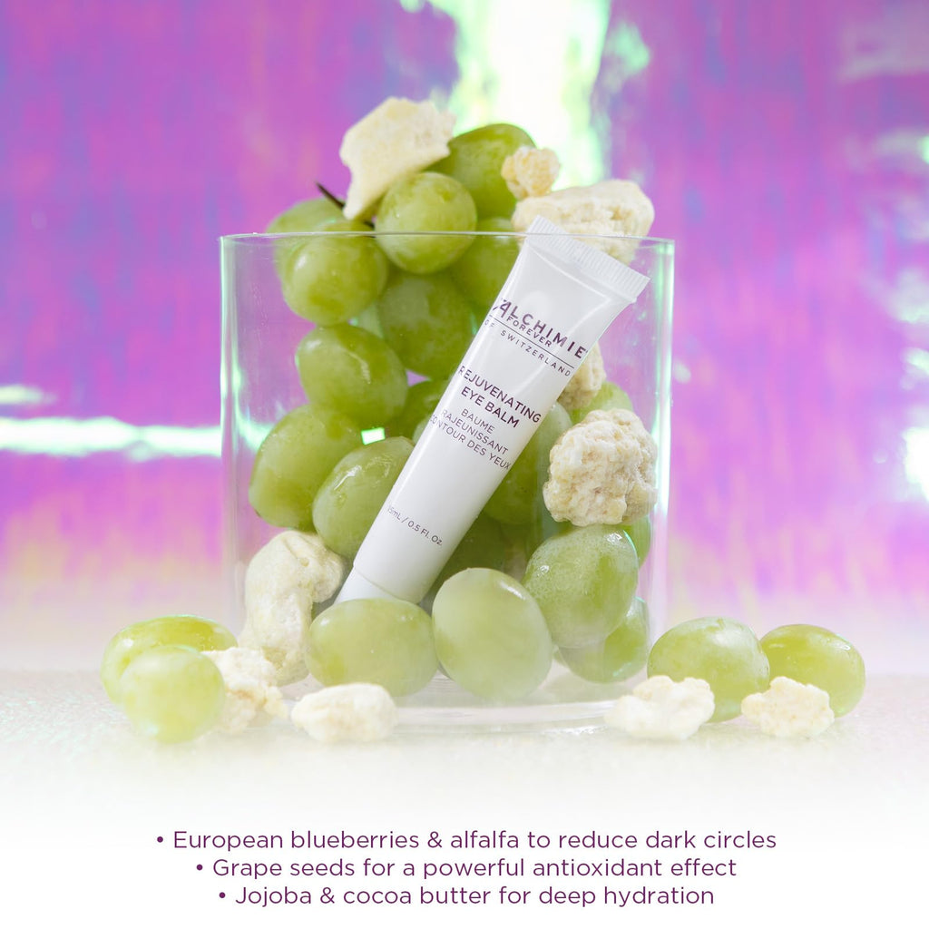 Alchimie Forever Rejuvenating Eye Balm | Hydrating Anti-Aging Eye Cream with Jojoba and Cocoa Butter, European Blueberries, Vitamin K | Reduce Dark Under Eye Circles and Premature Aging | 0.5 fl oz