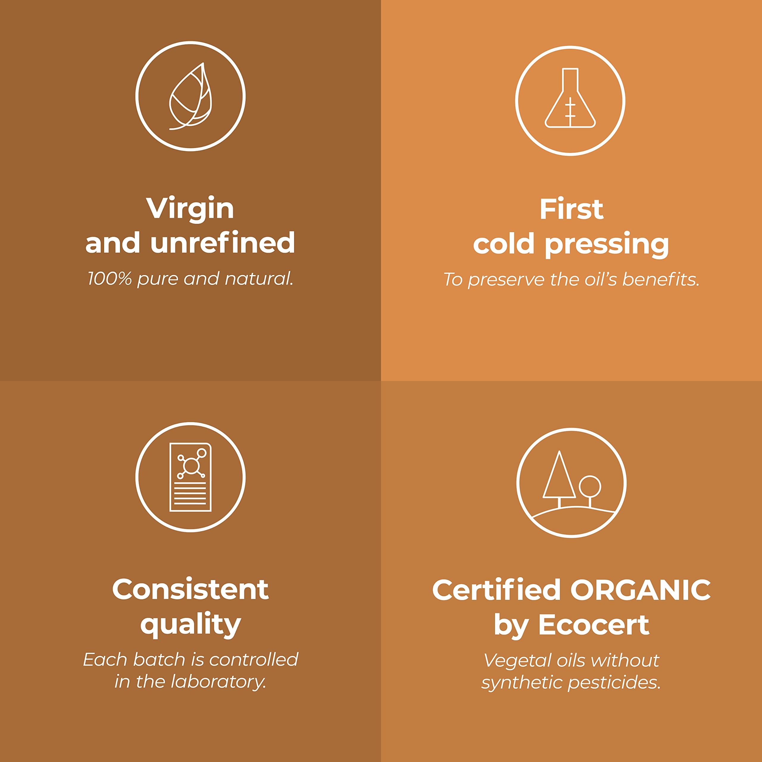ORGANIC - LINSEED Oil - 100mL - 100% Pure, Natural, Cold Pressed and Cosmos Certified - AROMA LABS (French Brand)