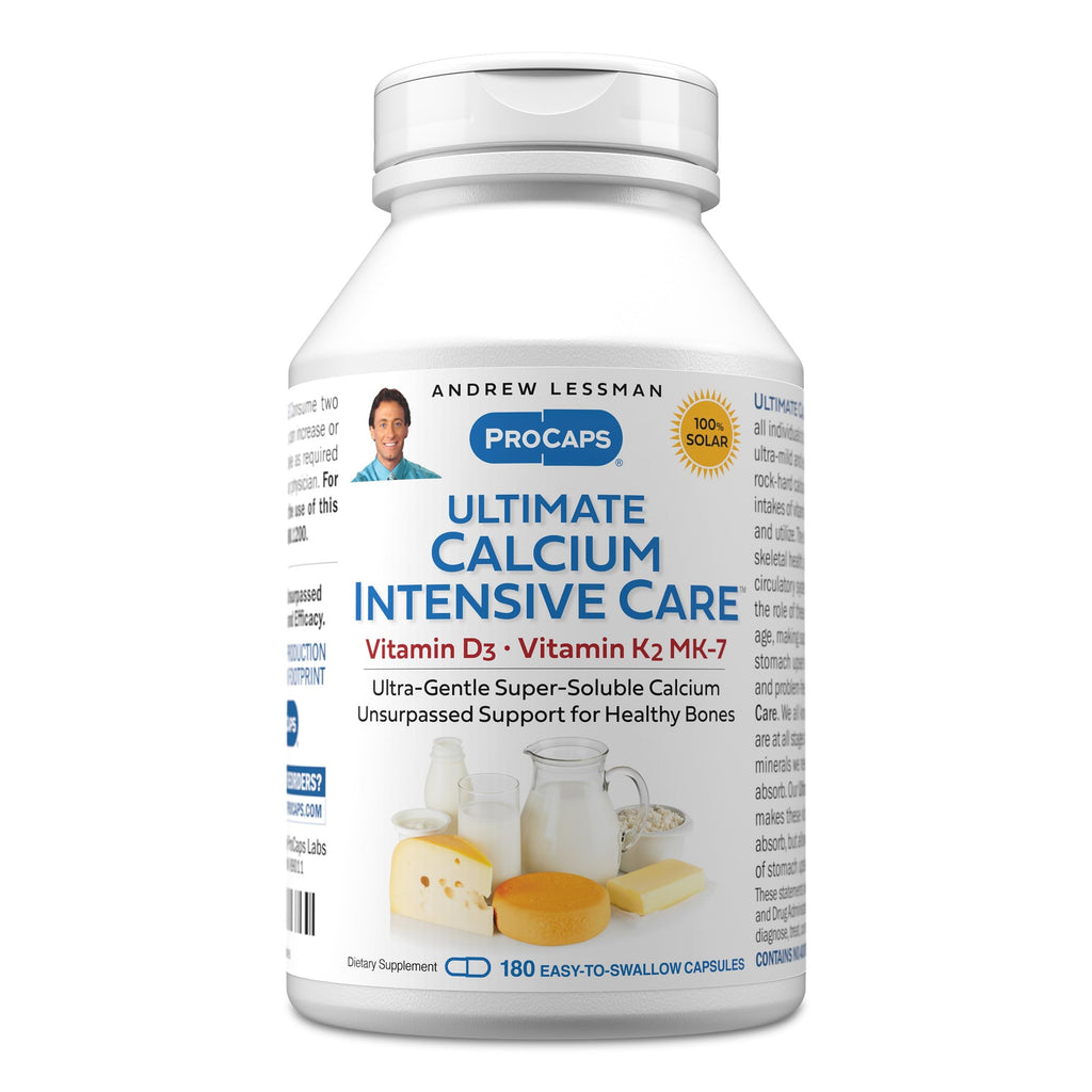 ANDREW LESSMAN Ultimate Calcium Intensive Care with Vitamin D3 and K2 MK7-120 mcg - 180 Capsules - Bone and Skeleton Health Essentials. Gentle, Easy to Swallow, Super Soluble. No Additives