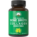 Peak Performance Bone Broth Collagen Capsules - 180 Pills of Grass Fed Bone Broth Collagen Protein Peptides - Contains All 3 Types 1, 2, and 3 - Pure Pasture Raised Paleo Friendly for Women & Men