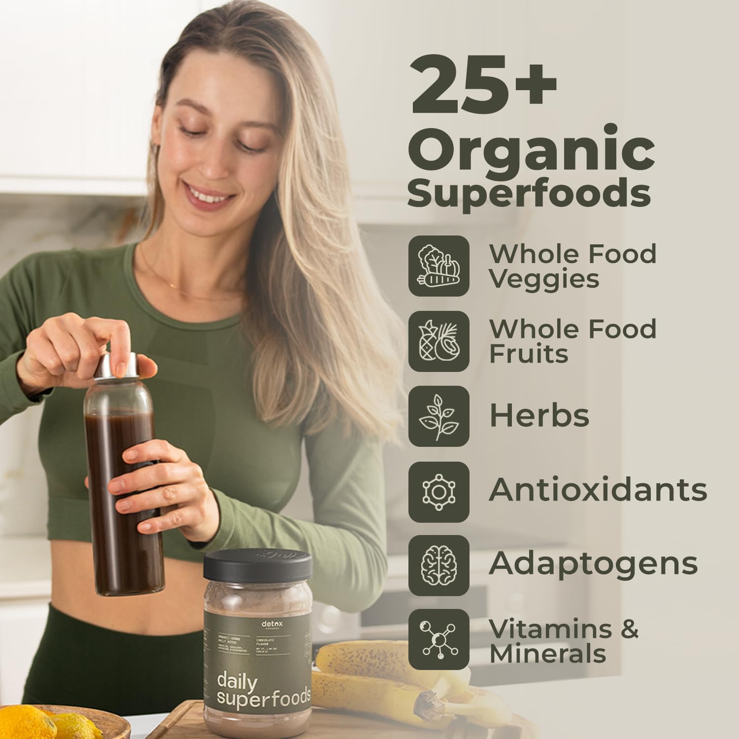 Detox Organics Chocolate Super Greens Powder, 30 Servings