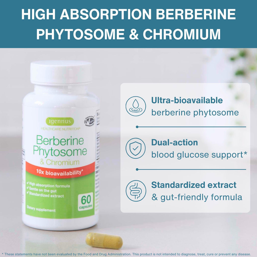 Igennus Berberine Phytosome 550mg with Chromium, 60 Capsules