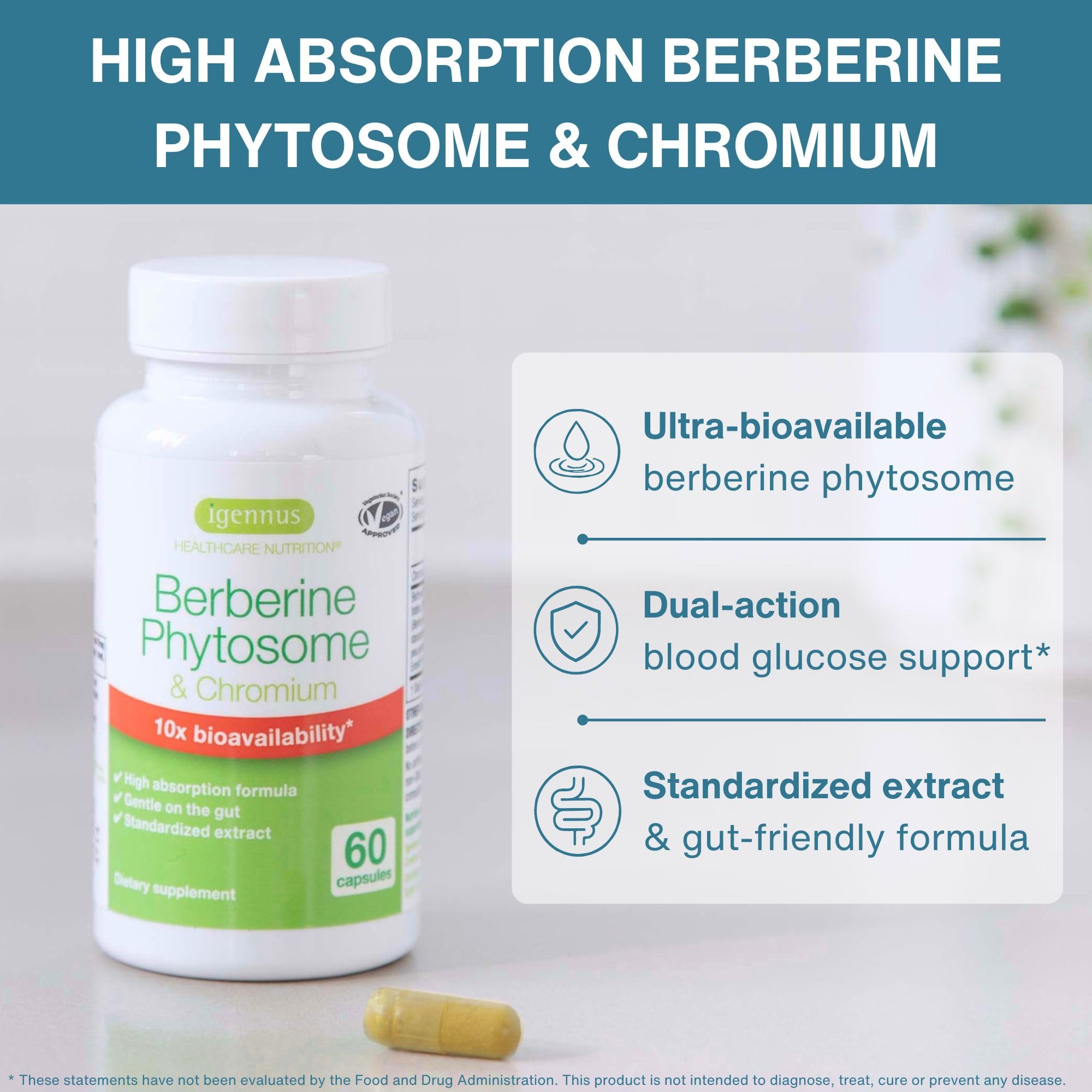 Igennus Berberine Phytosome 550mg with Chromium, 60 Capsules