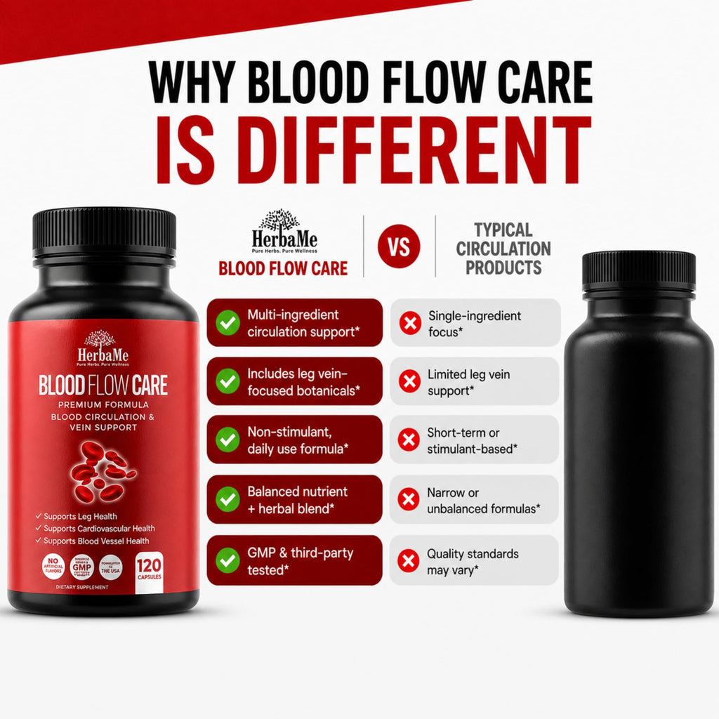 HerbaMe Blood Flow Care Blood Circulation & Leg Vein Support, 120 Capsules