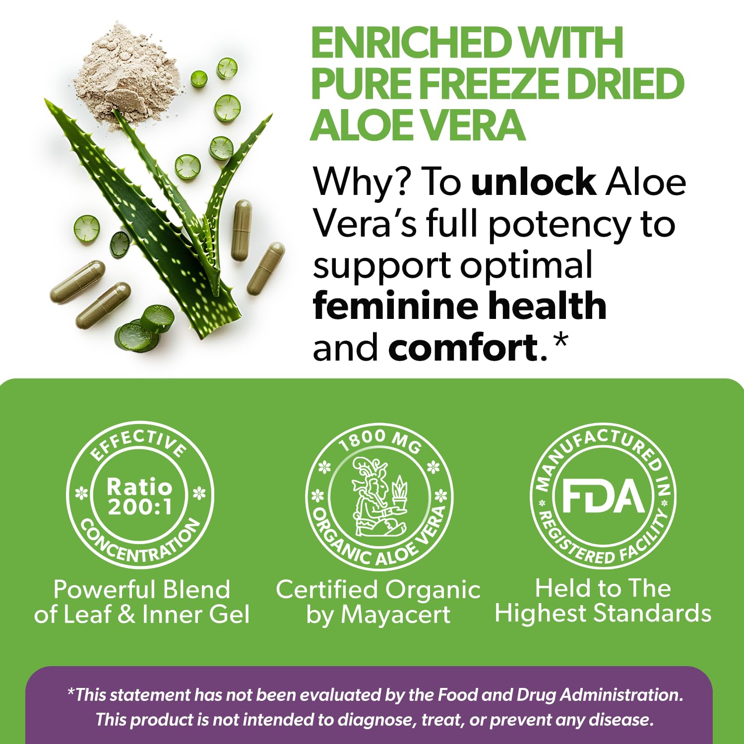 Intimate Rose Aloe Vera Capsules - IC Supplements - 200x Concentrate Pure Aloe Vera + D-Mannose + Calcium - Easy to Swallow Aloe Pills