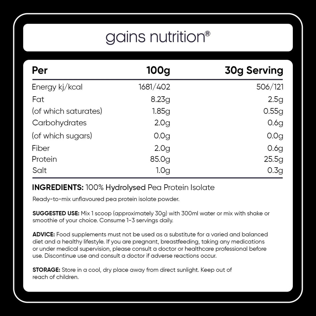 GN Vegan Hydro Pro Hydrolysed Protein Powder | 1kg Unflavoured Pea - Hydrolysed Plant Based Protein-Powder | 25g per Serving | Pea-Protein Isolate | Non-GMO & Unsweetened