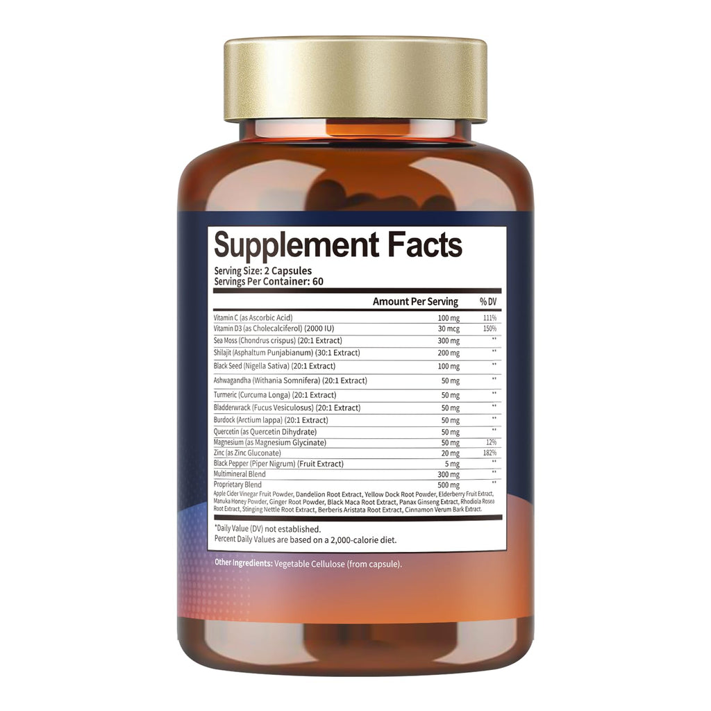 Totaria 25-in-1 Sea Moss Capsules, 120 Capsules per Bottle, 2 Bottles