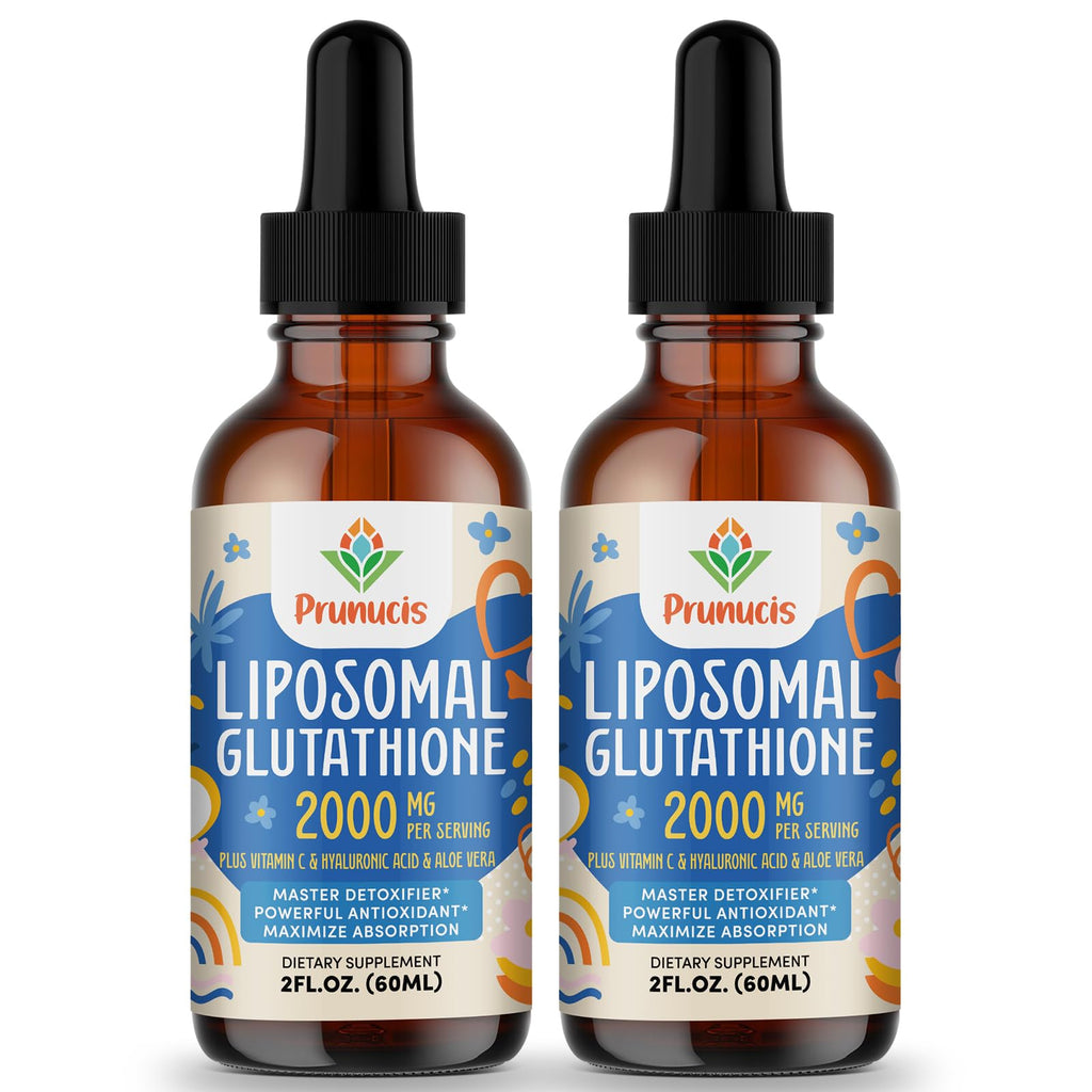 Prunucis 2000MG Liposomal Glutathione Liquid, 98% Absorption, Active Form L-Glutathione Supplement, Vegan Friendly, Powerful Antioxidant Complex for Immune System, Aging Defense, Detox, 4 FL.OZ