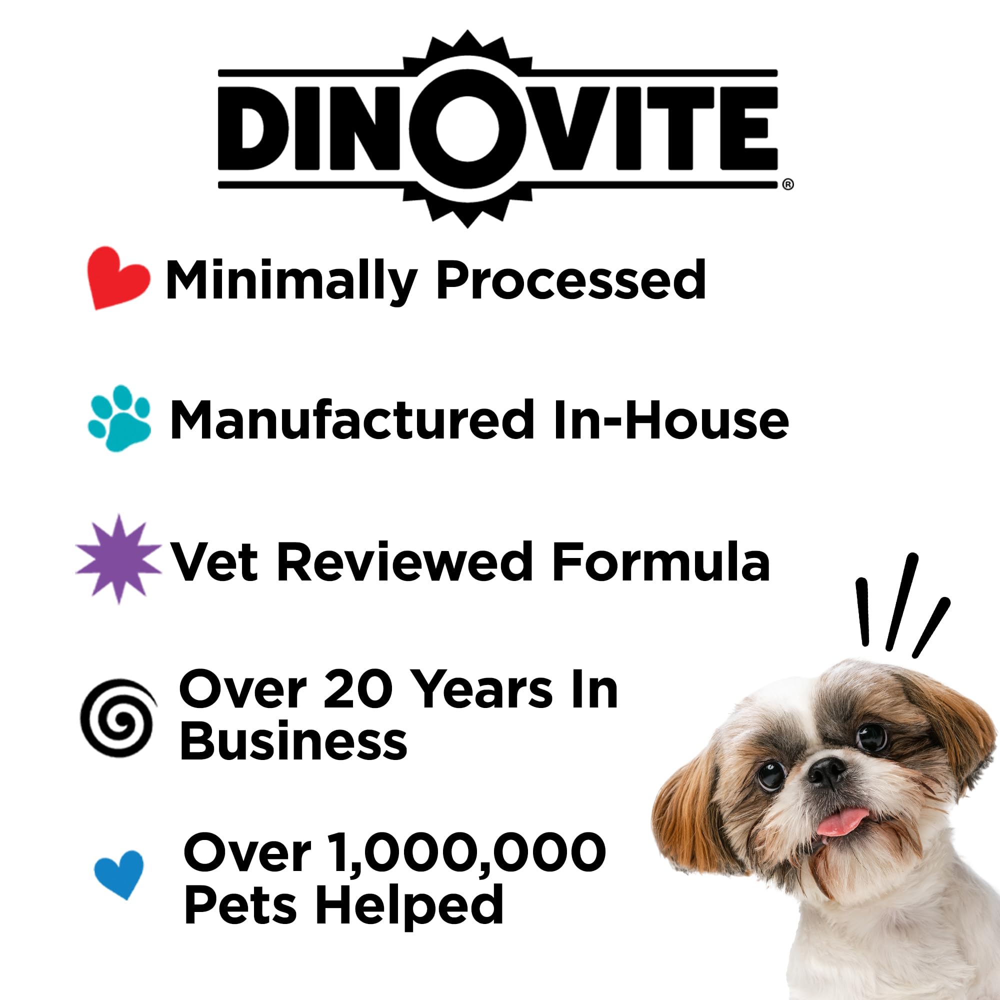 Dinovite Probiotics for Dogs, Probiotic Powder Food Topper for Medium Dogs (18-45 lb), Daily Digestive Health & Skin Support with Omega-3s, 90 Servings
