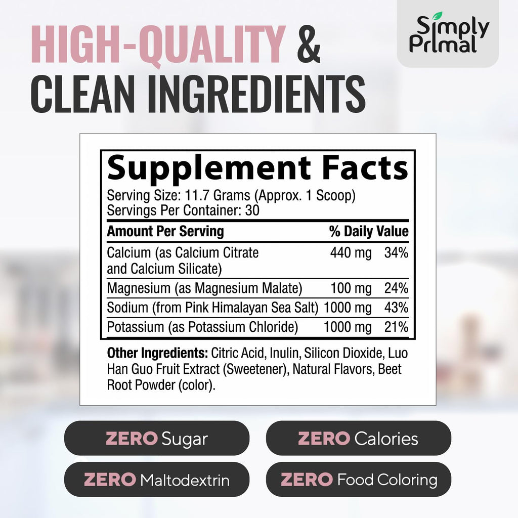 Simply Primal WATERFAST Monk Fruit Keto Electrolyte Powder for Fasting and Hydration- Strawberry Watermelon Flavor | Pink Himalayan Salt (Sodium), Potassium, Magnesium, Calcium | Sugar Free