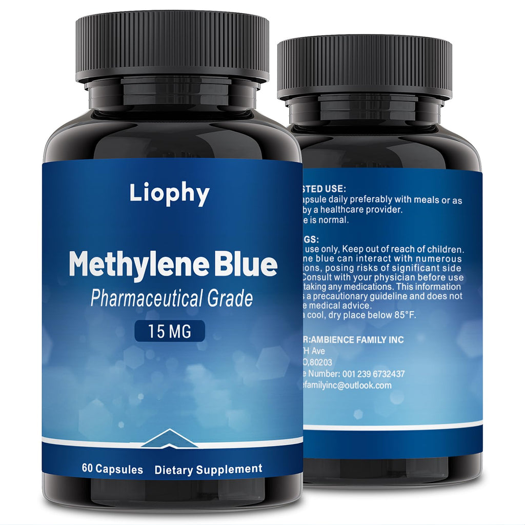 Liophy Methylene Blue Capsules — Premium Quality Methylene Blue with Vitamin C Ester, Dietary Supplement, 60 Easy‑to‑Swallow Capsules