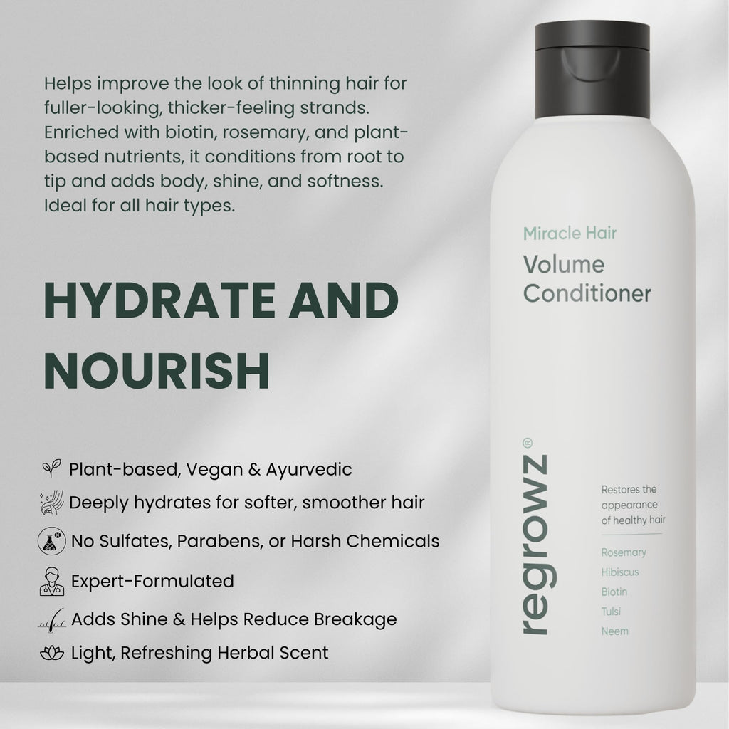 Regrowz Miracle Hair Volume Conditioner 7oz - For Fine,Thin Hair - Boost Shine & Thickness - Suitable for Men and Women - Hair Growth Repair Treatment with Biotin