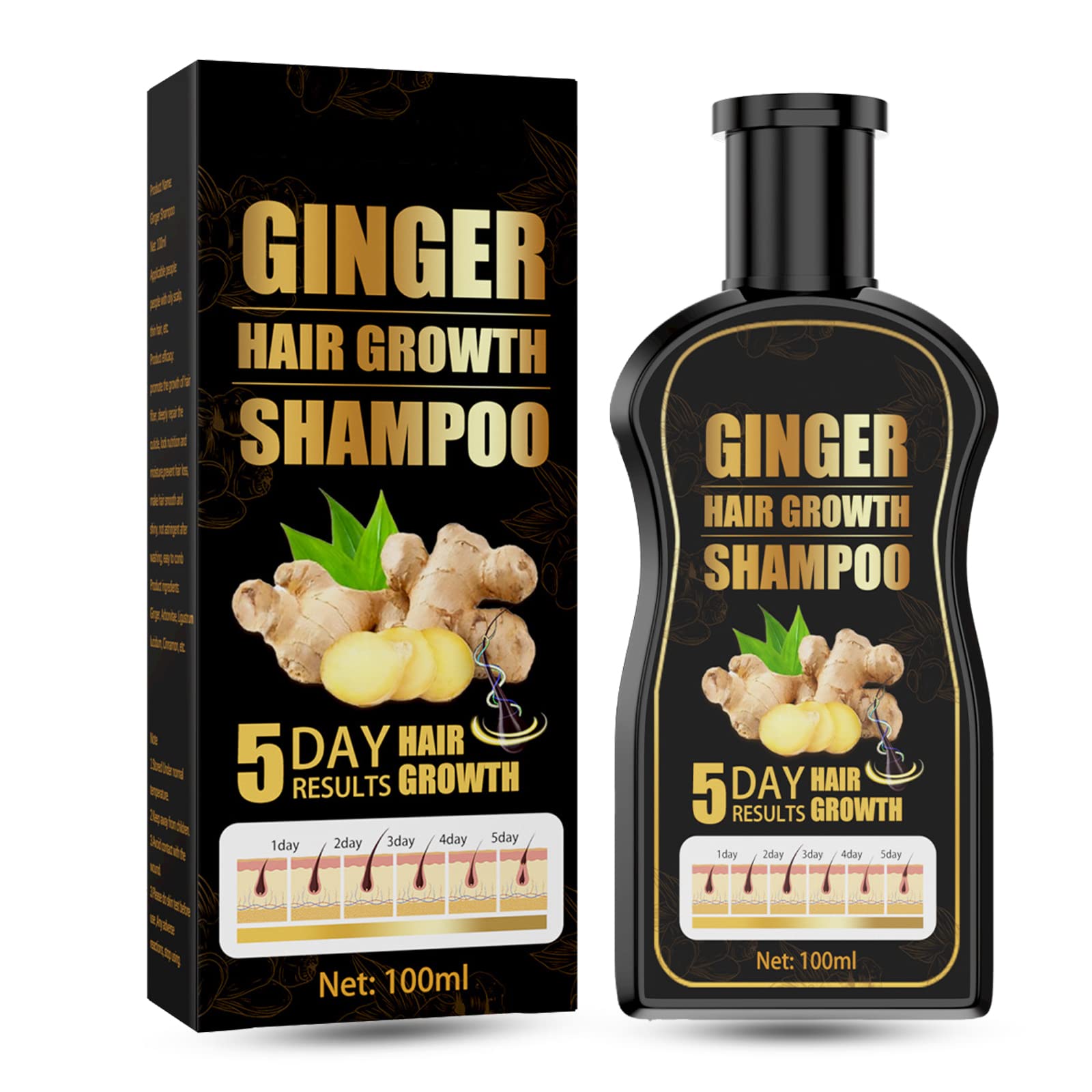 Natural Organic Ginger Shampoo Promotes Hair Growth, Anti-dandruff & Anti-itching for Hair Loss Women & Men (1pcs)