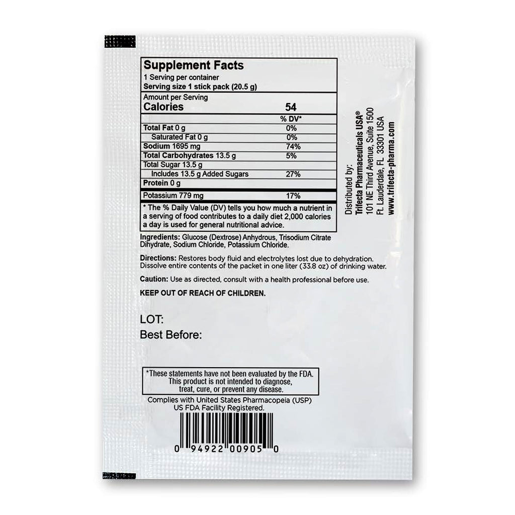 TRIORAL Rehydration Electrolyte Powder – Oral Rehydration Salts for Dehydration – Supports Hydration during Workouts, Fluid Loss, and Daily Wellness – 100 Drink Mix Packets