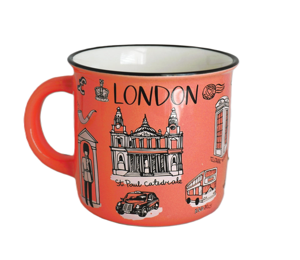 London Elegance Coffee/Tea Cup Souvenir Iconic Cityscape Design Home Kitchen Office, Decorative Gift Box - UK England London Souvenir