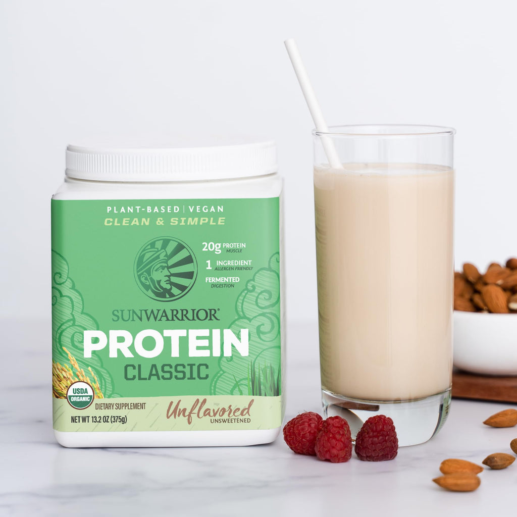 Sunwarrior Brown Rice Protein Powder with Bcaa & Amino Acids Raw Rice Protein Shake Gluten Free Low Carb Dairy Free | Plant Based Classic Sprouted Brown Rice Protein Powder Natural 375g