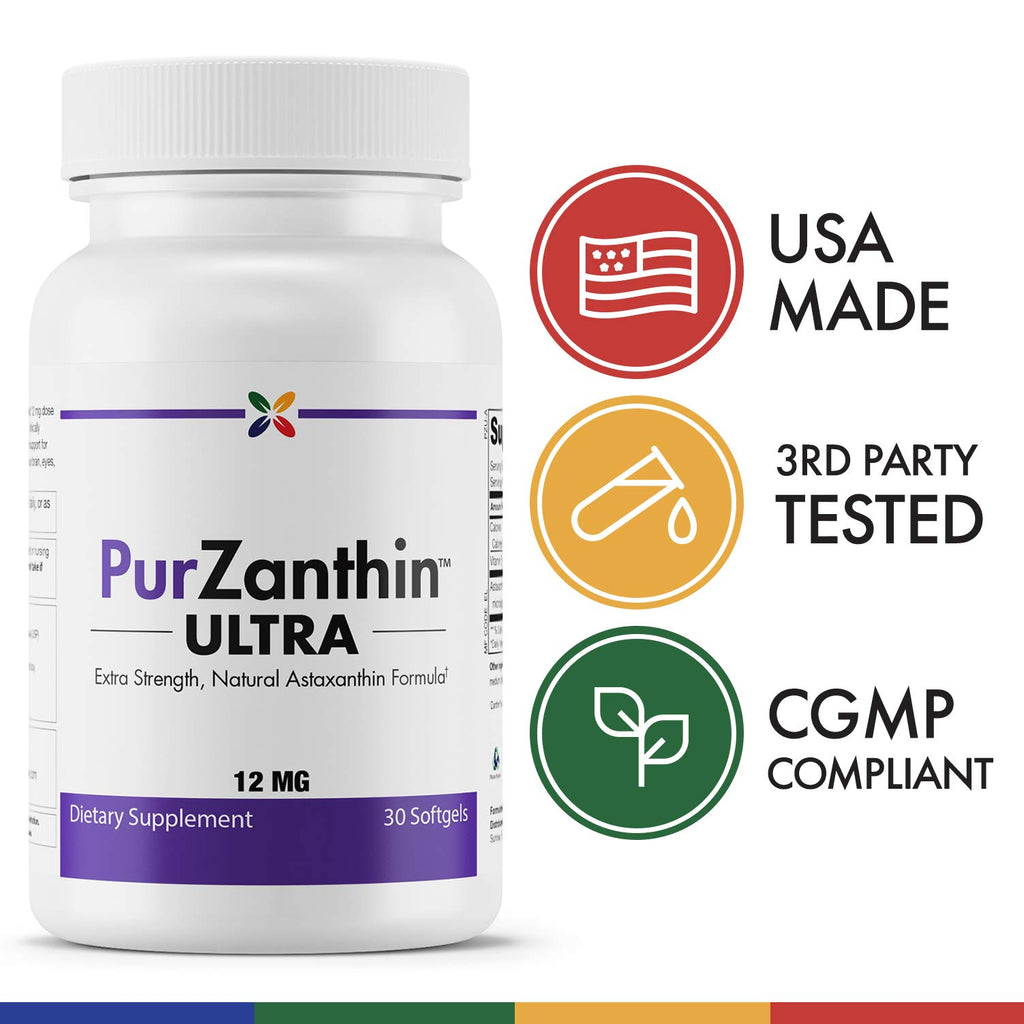 Stop Aging Now PurZanthin Ultra Natural Astaxanthin 12 MG Softgels (1 Pack)