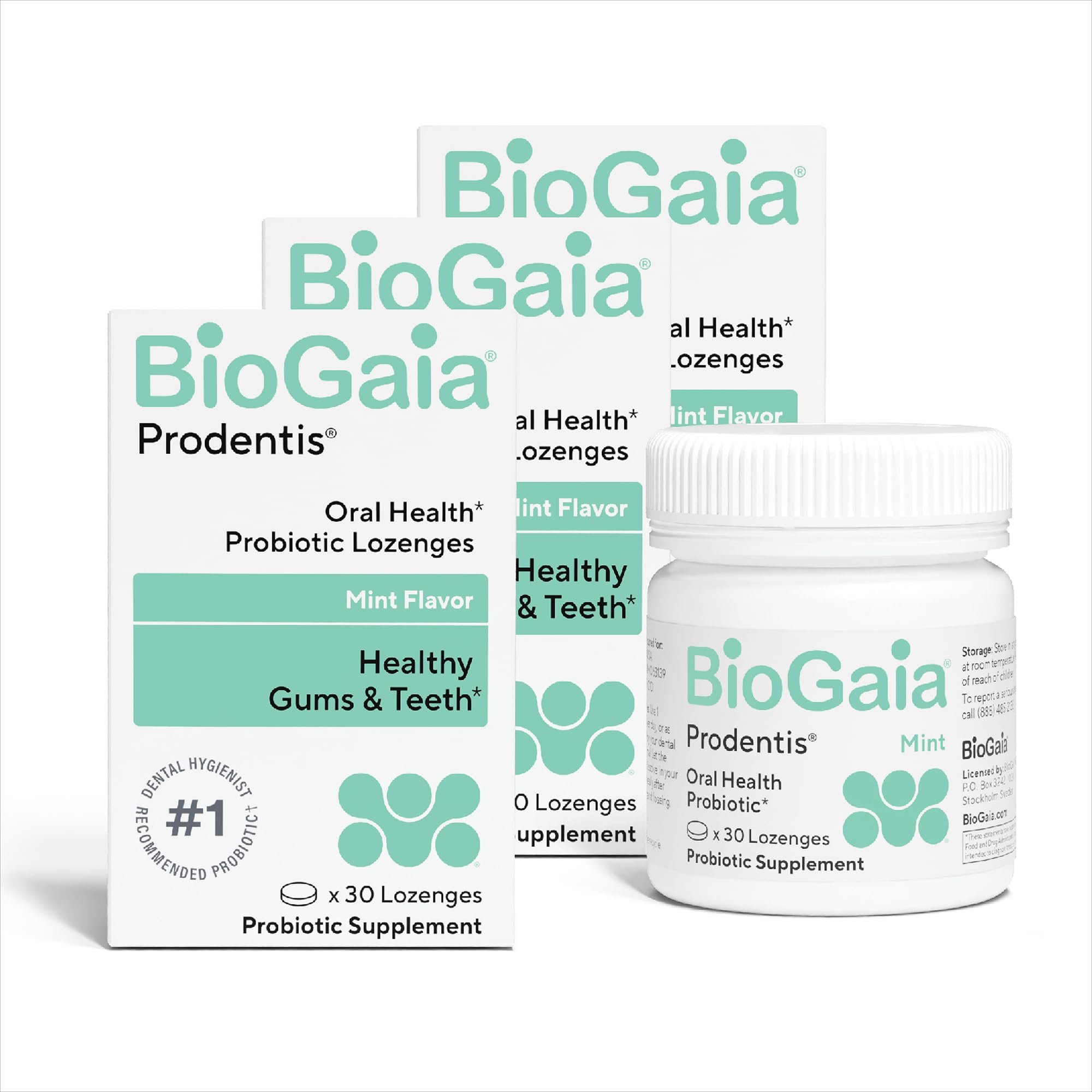 BioGaia Prodentis 3-Pack | Dental Probiotic Lozenges | Promote Healthy Gums & Teeth | Defend Against Dental Problems | Replenish Oral Microbiome | Improve Oral Health | Mint Flavor | 90 Day Supply