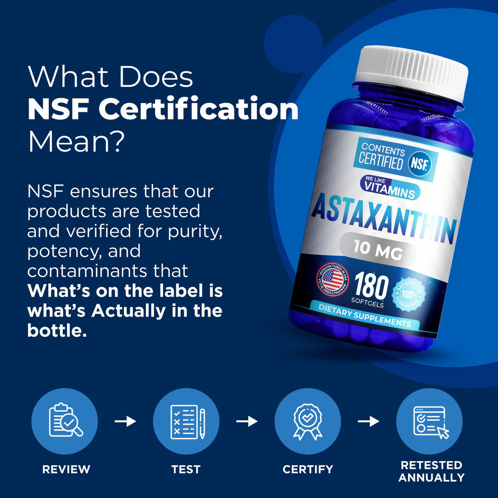 We Like Vitamins Astaxanthin 10mg Softgel - Highly Potent Astaxanthin Supplements from Haematococcus Pluvialis - Improves Eye, Joint, Skin Health & Energy Levels - 180 Servings, 6 Month Supply